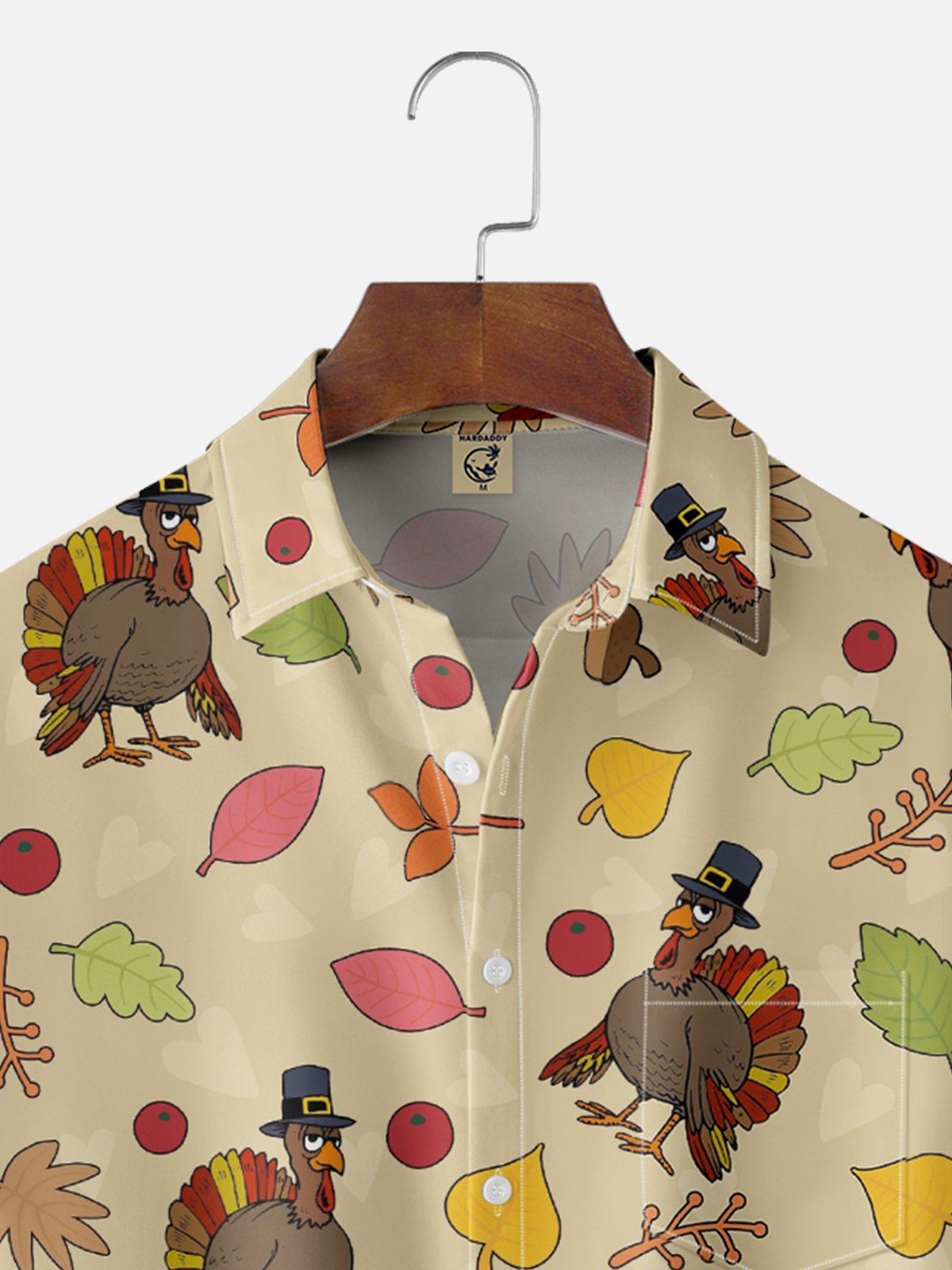 Hardaddy X Valentina Bjekovic Moisture-wicking Thanksgiving Turkey Chest Pocket Casual Shirt