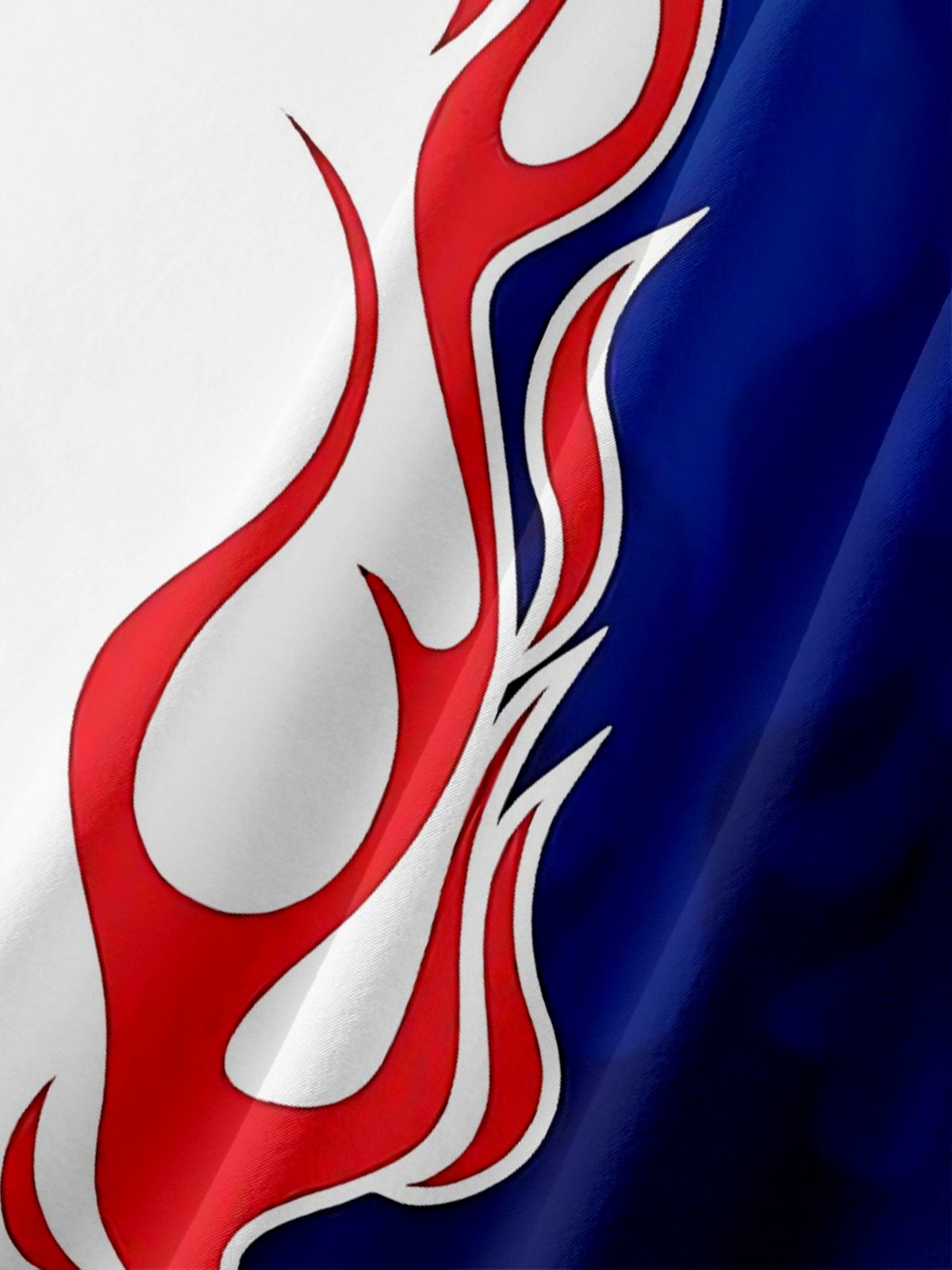 Moisture Wicking Vintage Car Painting Flame Line Chest Pocket Hawaiian Shirt