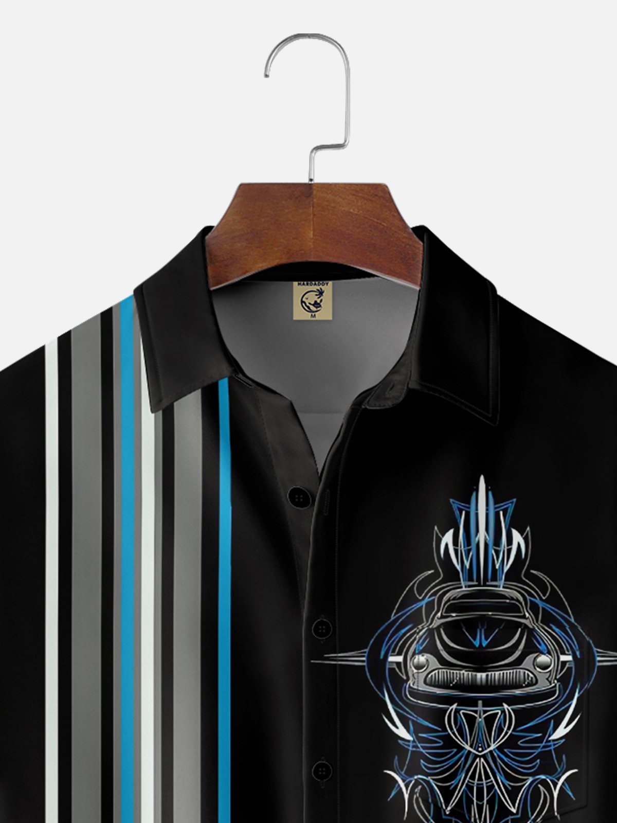 Moisture Wicking Vintage Car Painting Pinstripe Classic Lines Chest Pocket Hawaiian Shirt