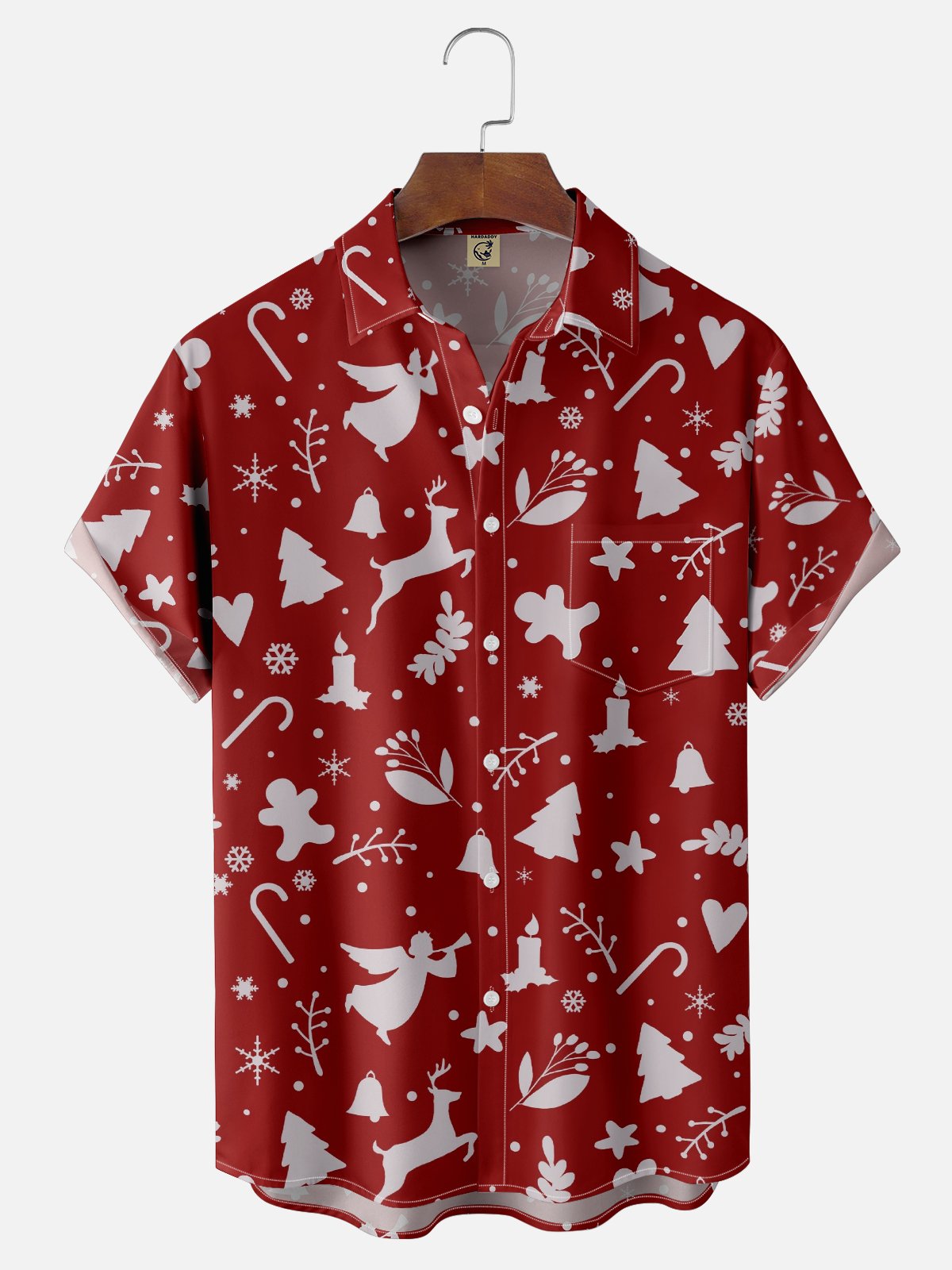 Hardaddy X Valentina Bjekovic Moisture-wicking Christmas Reindeer Chest Pocket Casual Shirt