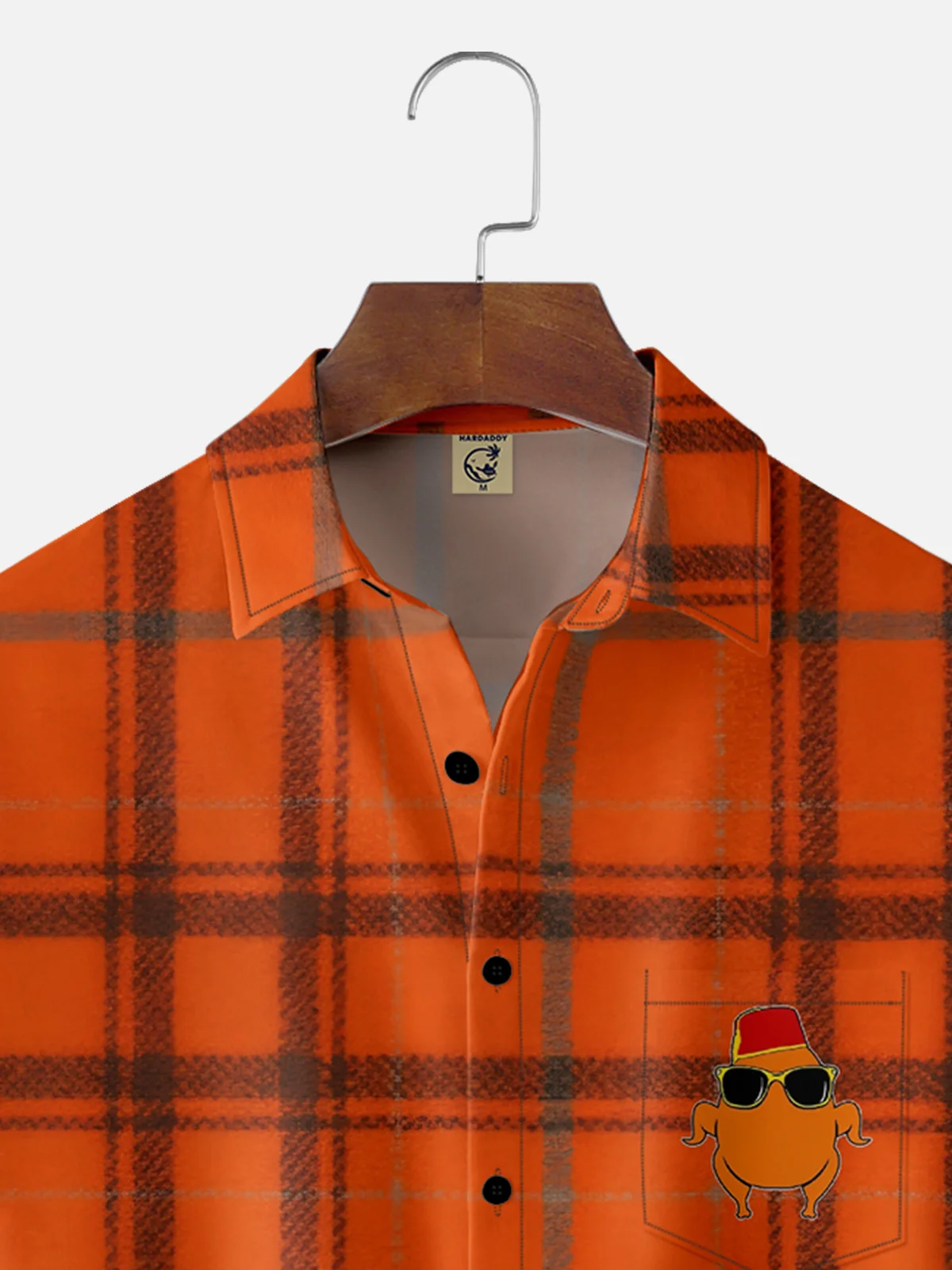 Moisture-wicking Thanksgiving Plaid Turkey Chest Pocket Casual Shirt