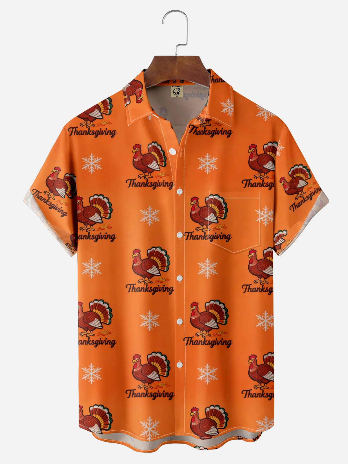 Moisture-wicking Turkey Thanksgiving Chest Pocket Casual Shirt