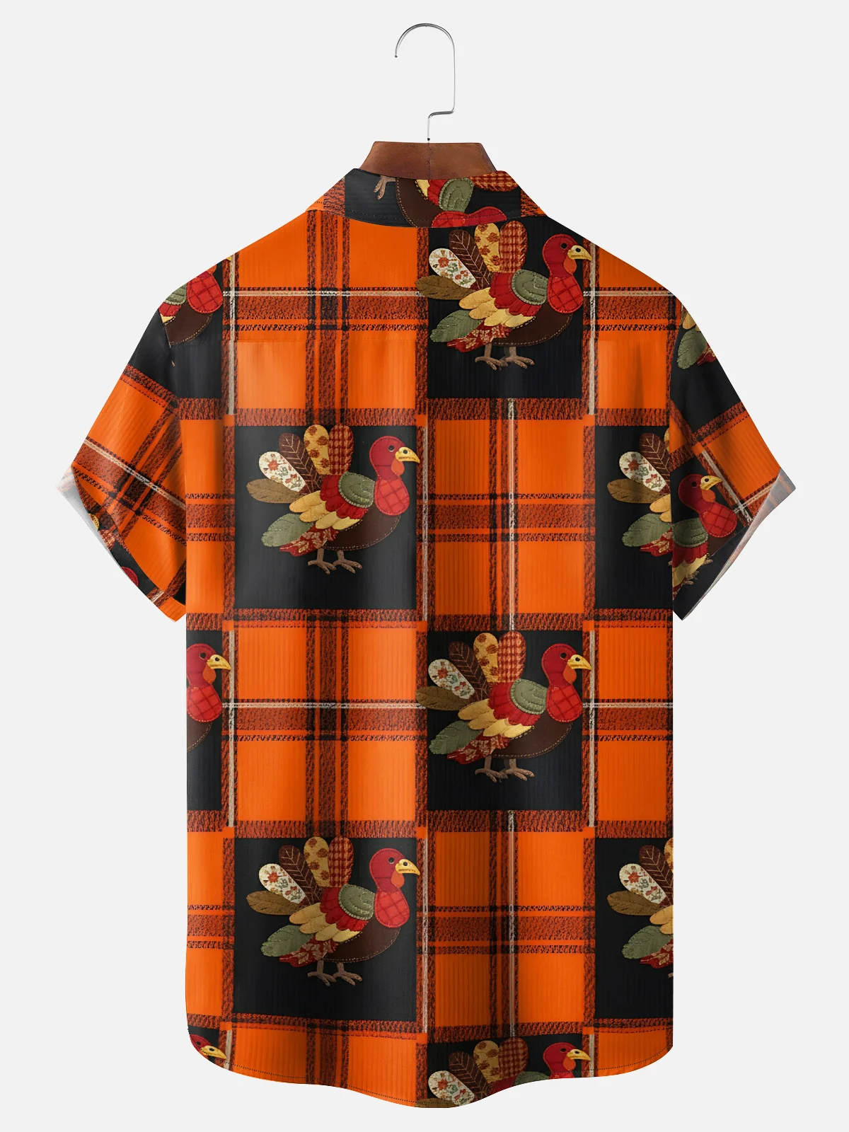 Moisture-wicking Thanksgiving Turkey Plaid Chest Pocket Holiday Shirt
