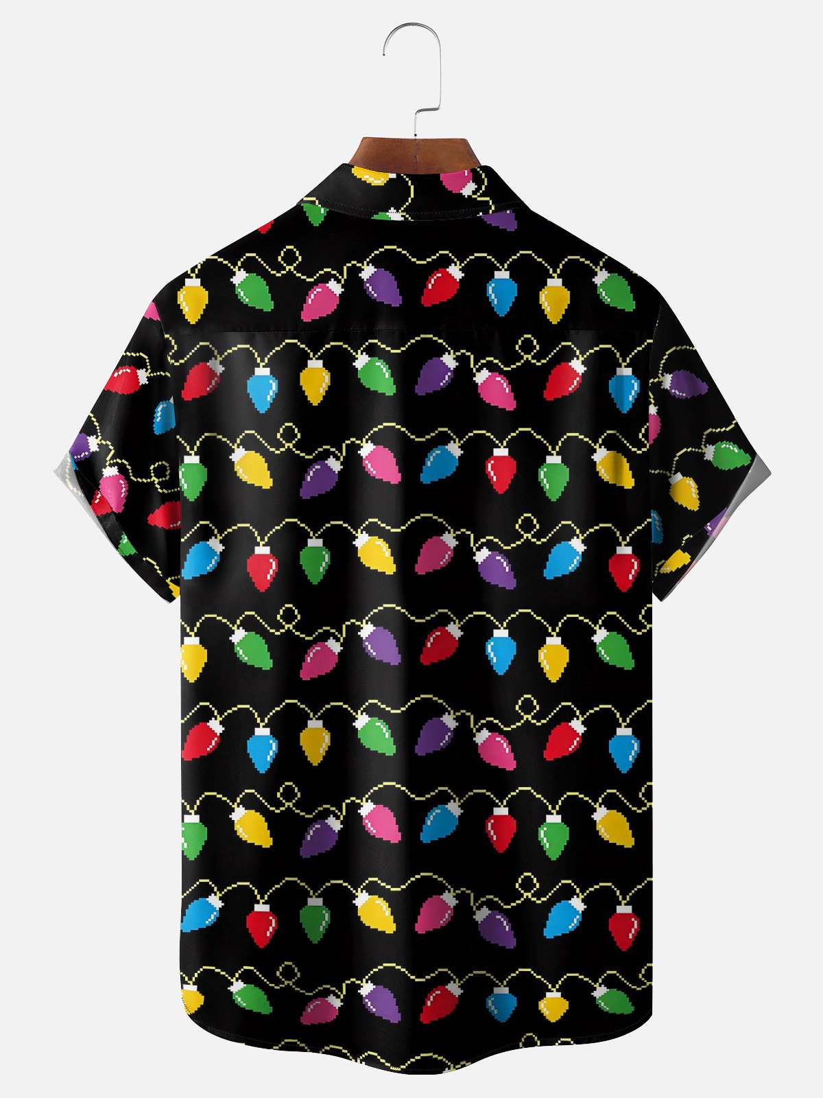 Moisture Wicking Artistic Christmas Merry Christmas Lights Chest Pocket Hawaiian Shirt