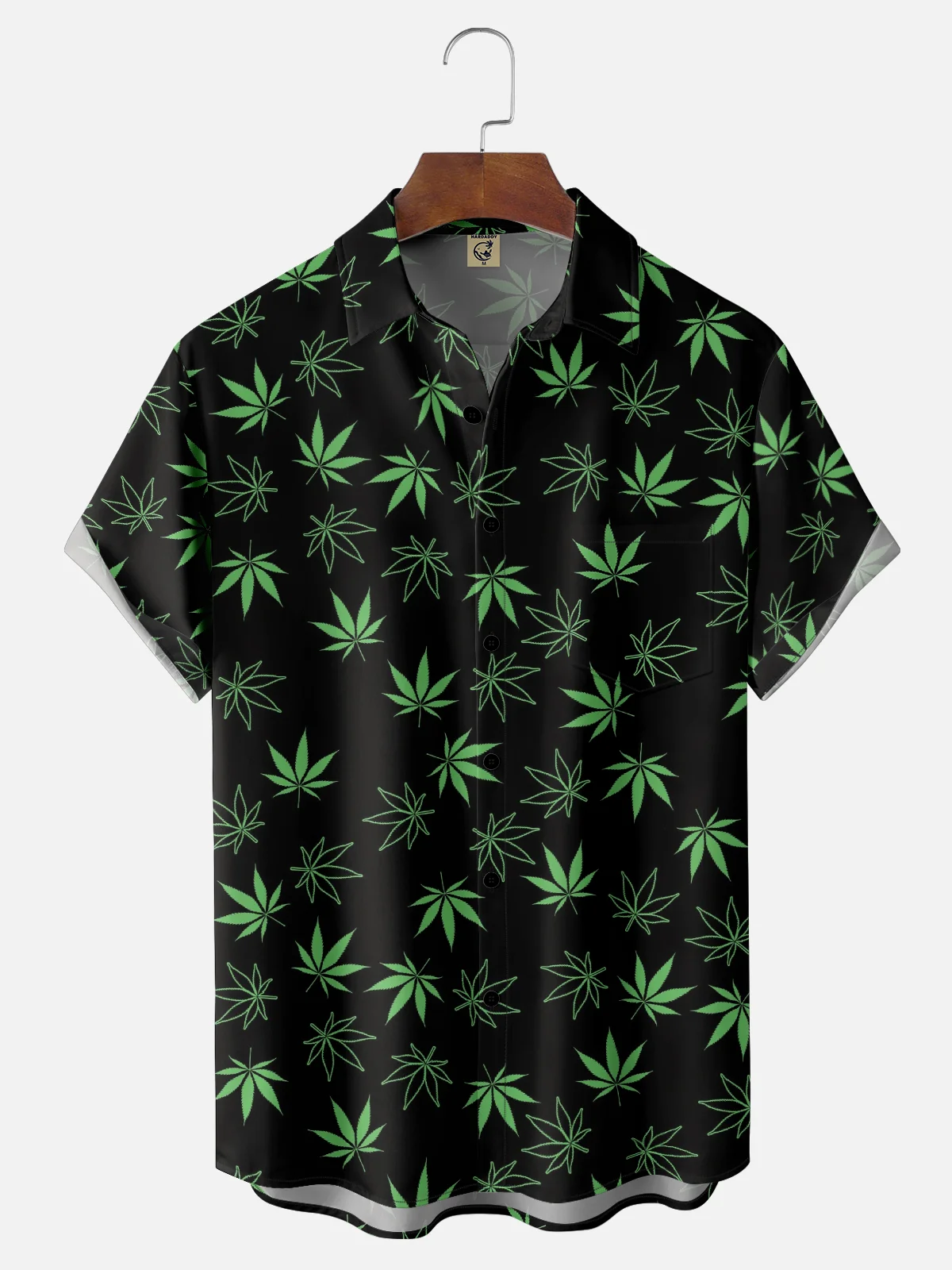 Hardaddy X Valentina Bjekovic Moisture-wicking Weed Leaf Chest Pocket Casual Shirt