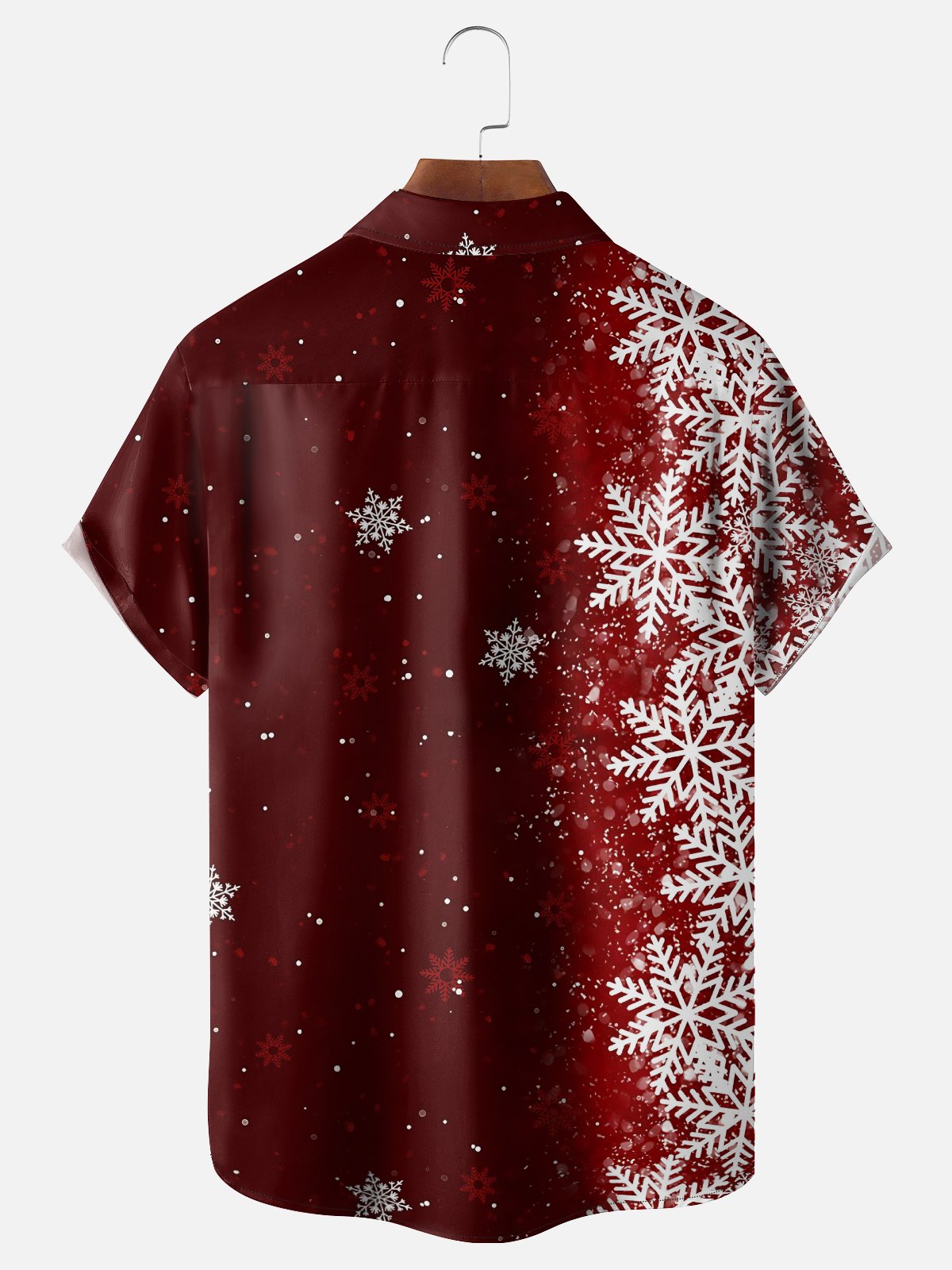 Moisture Wicking Gradient Christmas Snowflake Hawaiian Shirt with Chest Pocket