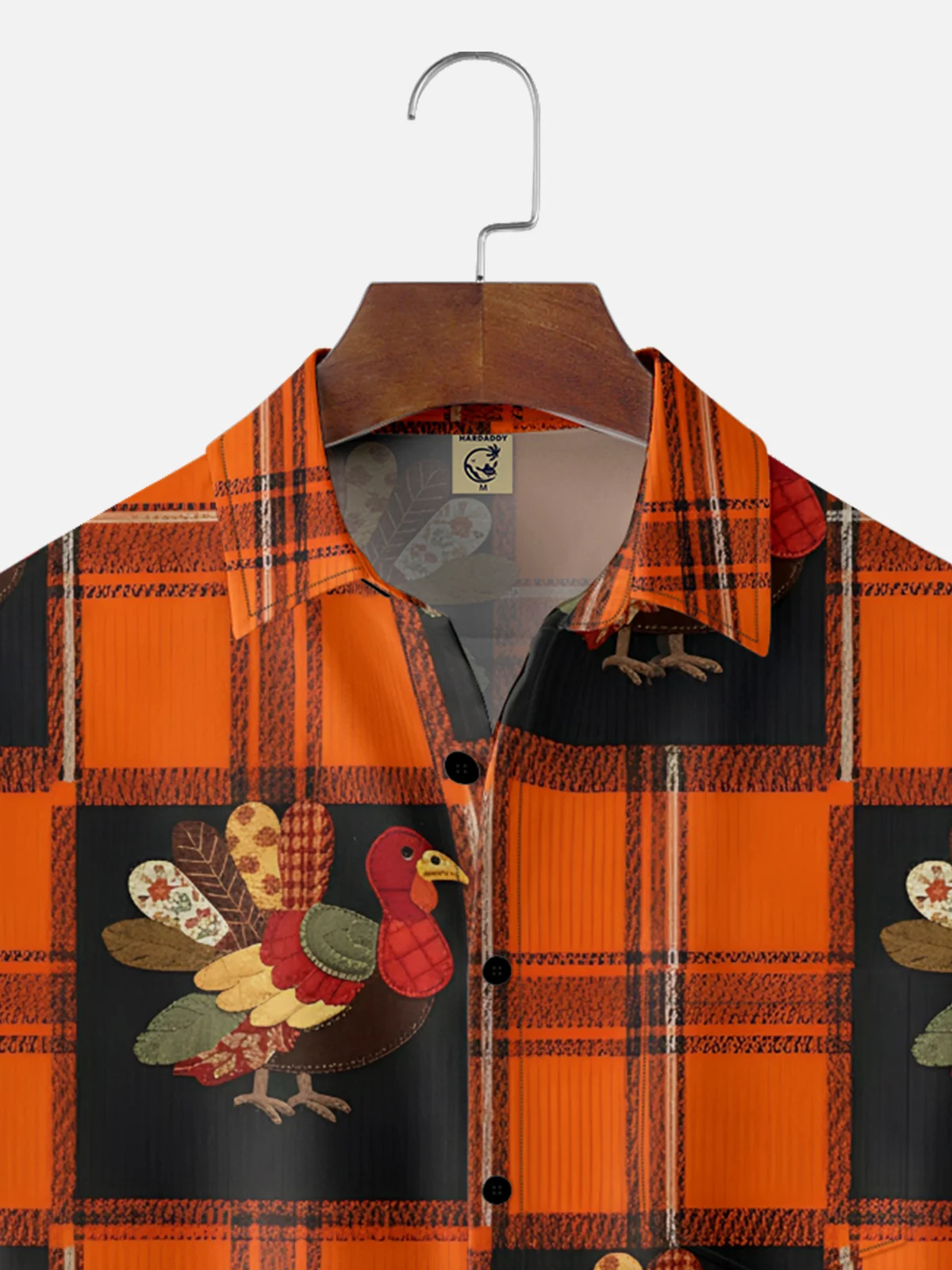 Moisture-wicking Thanksgiving Turkey Plaid Chest Pocket Holiday Shirt