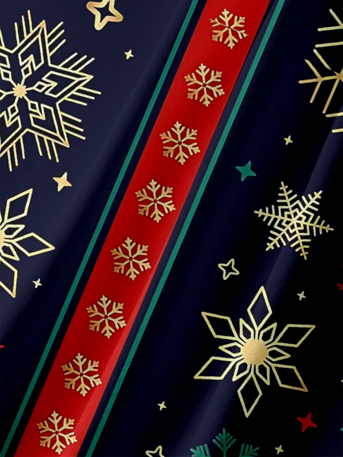 Moisture Wicking Christmas Striped Snowflake Chest Pocket Bowling Shirt