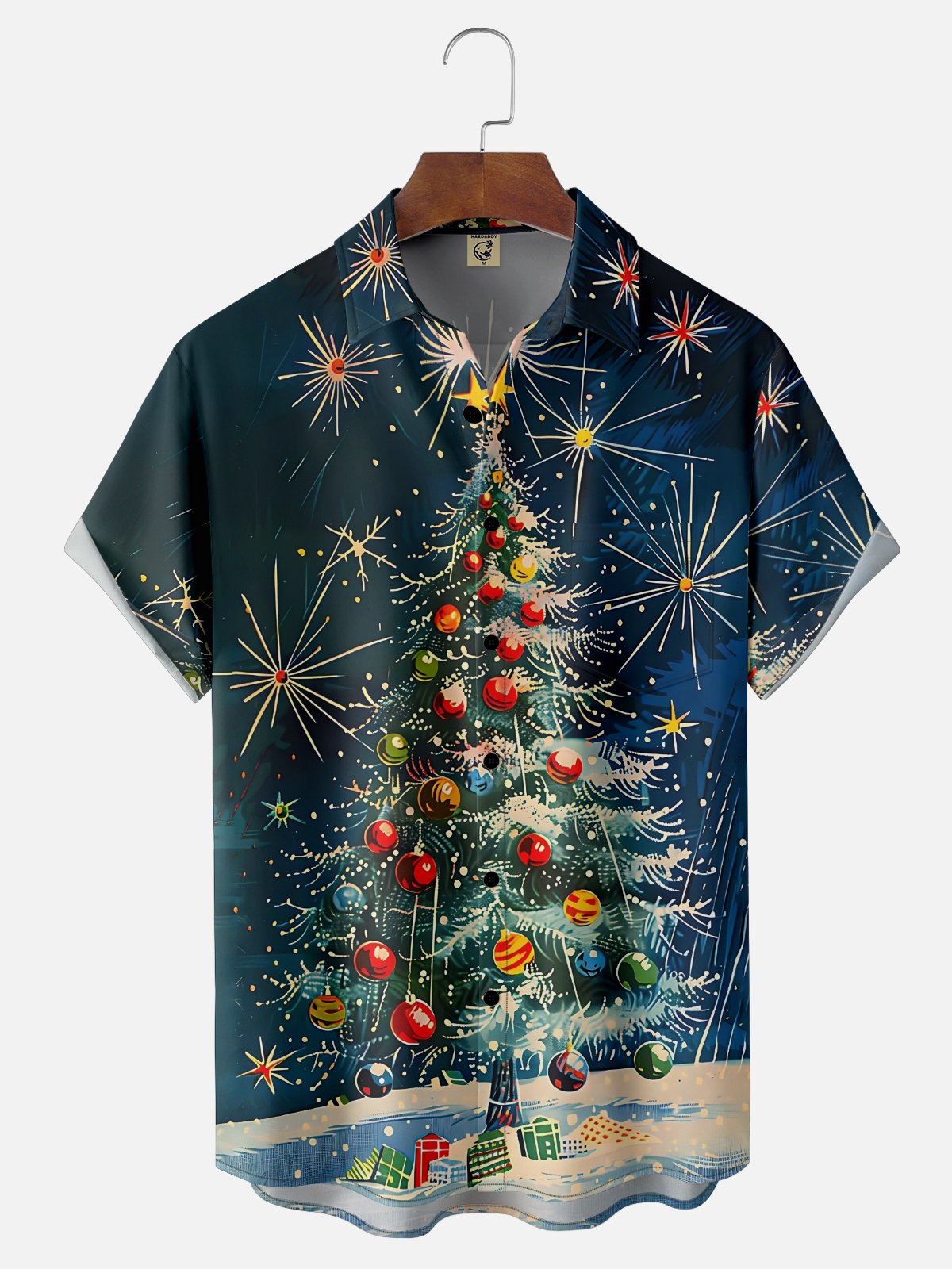 Moisture Wicking Artistic Christmas Merry Christmas Tree Chest Pocket Hawaiian Shirt