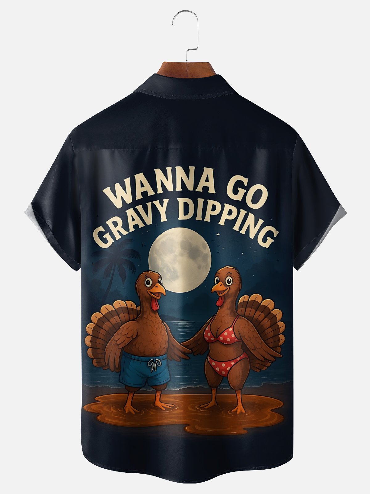 Moisture-Wicking Thanksgiving Fun Turkey Chest Pocket Hawaiian Shirt