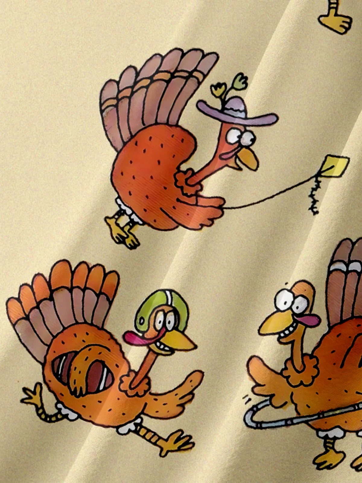 Moisture-wicking Thanksgiving Turkey Fun Print Chest Pocket Casual Shirt