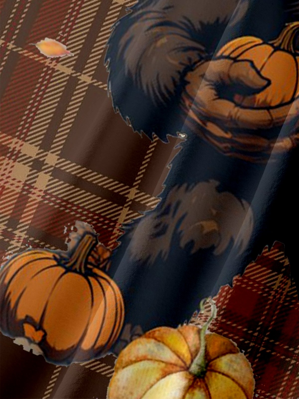 Moisture-wicking Thanksgiving Turkey Bigfoot Plaid Chest Pocket Casual Shirt