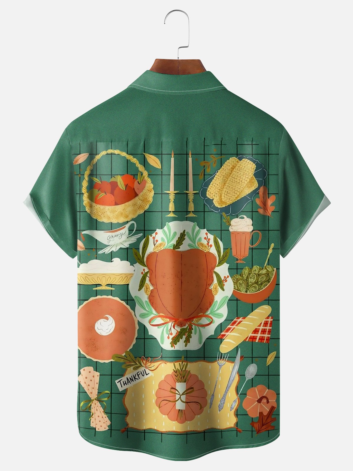 Moisture-wicking Thanksgiving Turkey Feast Chest Pocket Casual Shirt