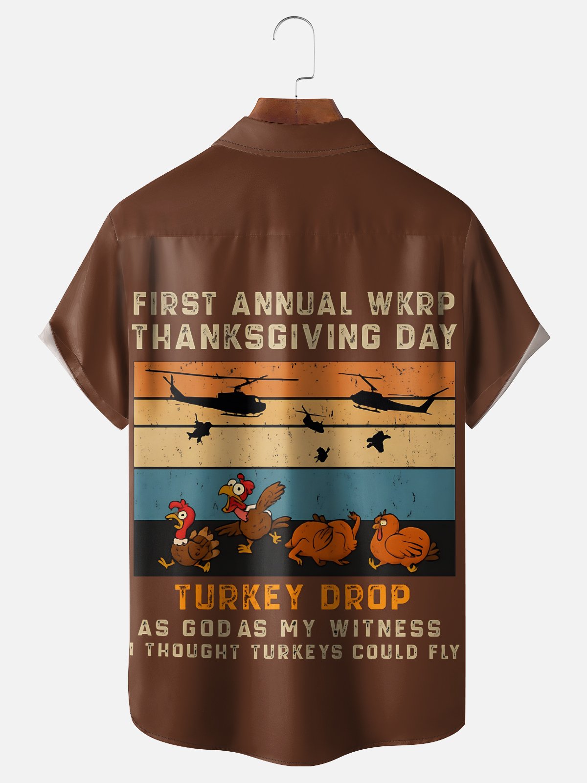 Moisture Wicking Thanksgiving Turkey Chest Pocket Hawaiian Shirt