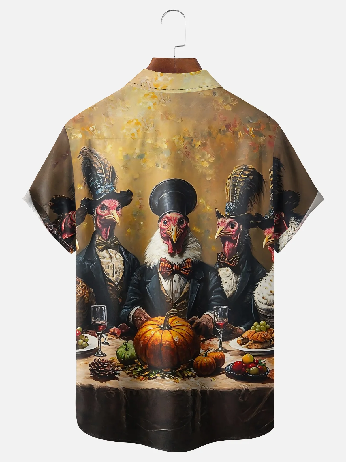 Moisture-wicking Thanksgiving Turkey "Feast" Chest Pocket Casual Shirt