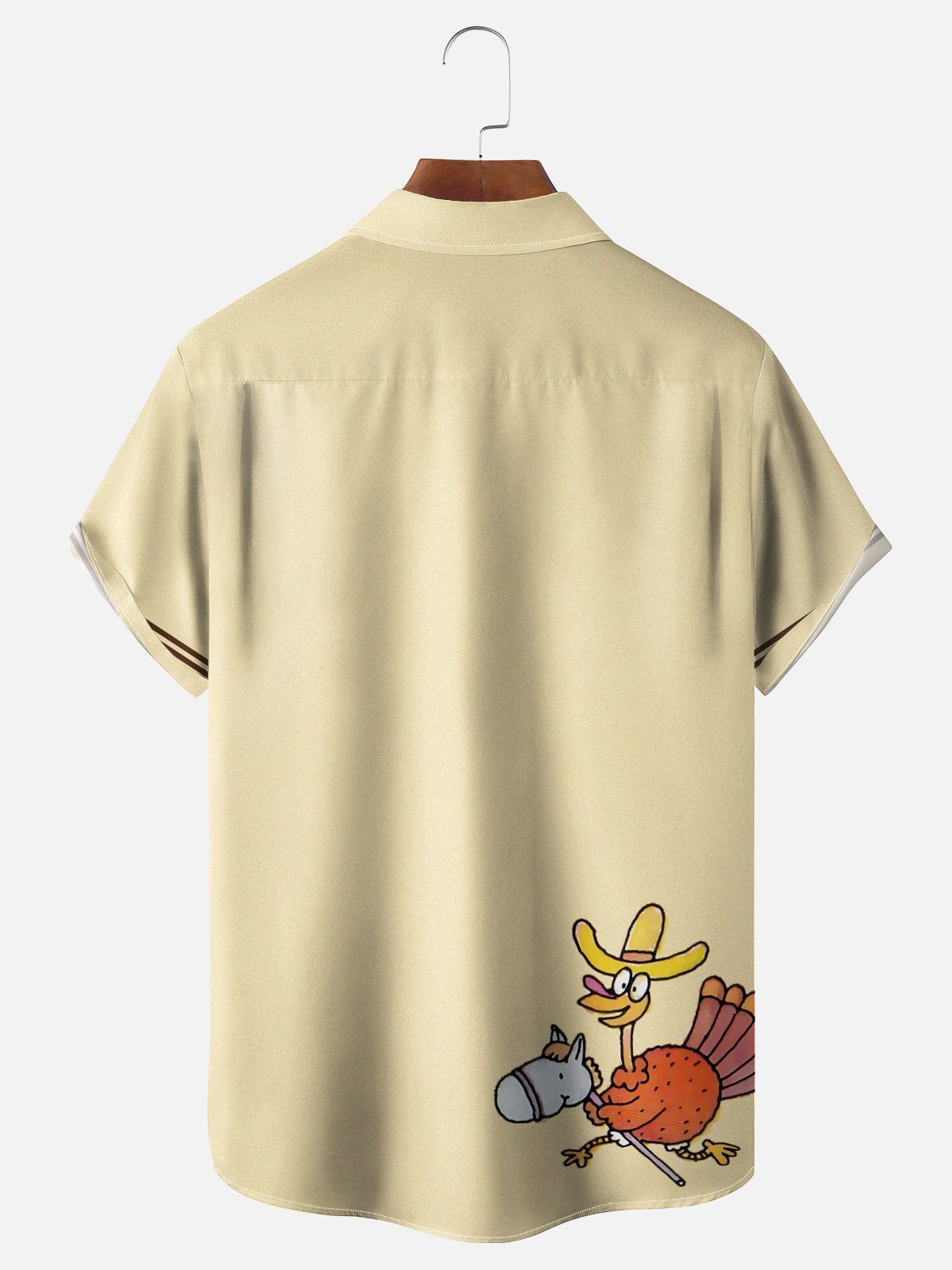 Moisture-wicking Thanksgiving Turkey Fun Print Chest Pocket Casual Shirt