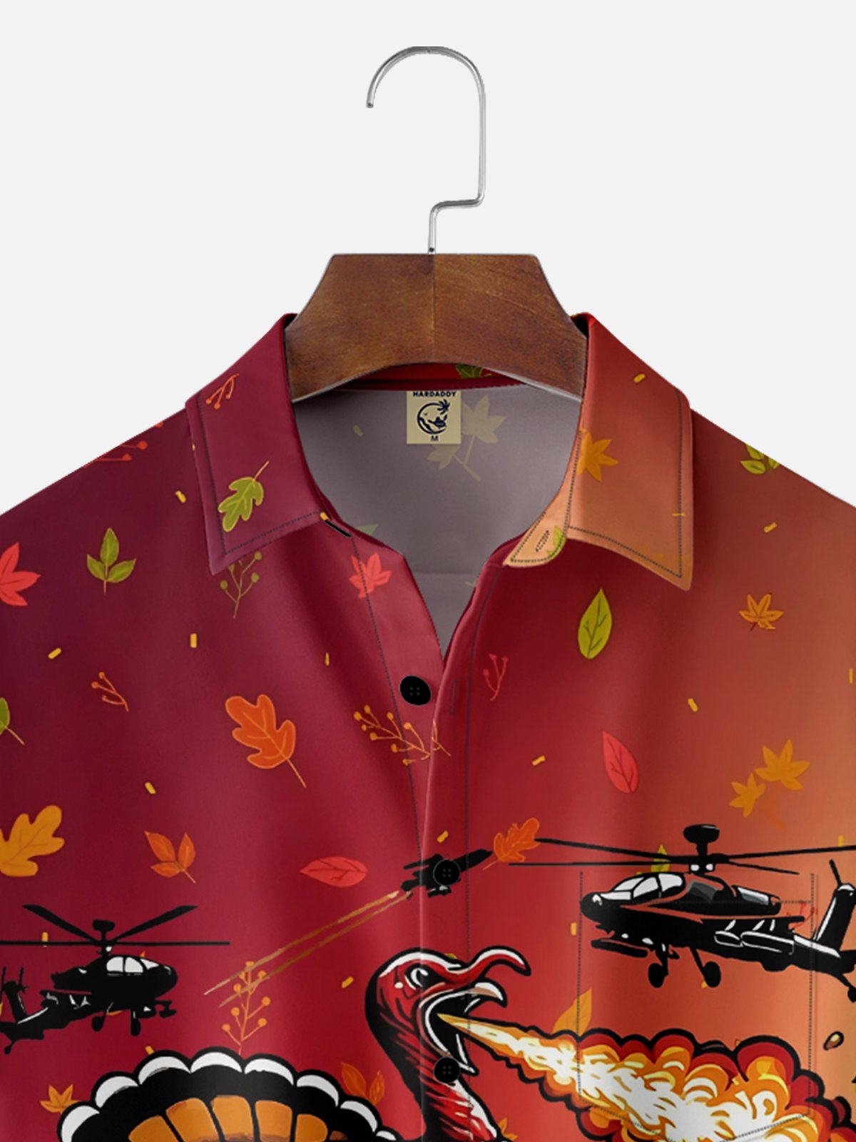 Moisture-Wicking Thanksgiving Turkey Airplane Battle Chest Pocket Hawaiian Shirt
