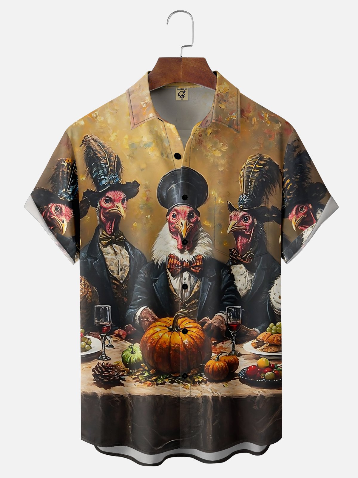 Moisture-wicking Thanksgiving Turkey "Feast" Chest Pocket Casual Shirt