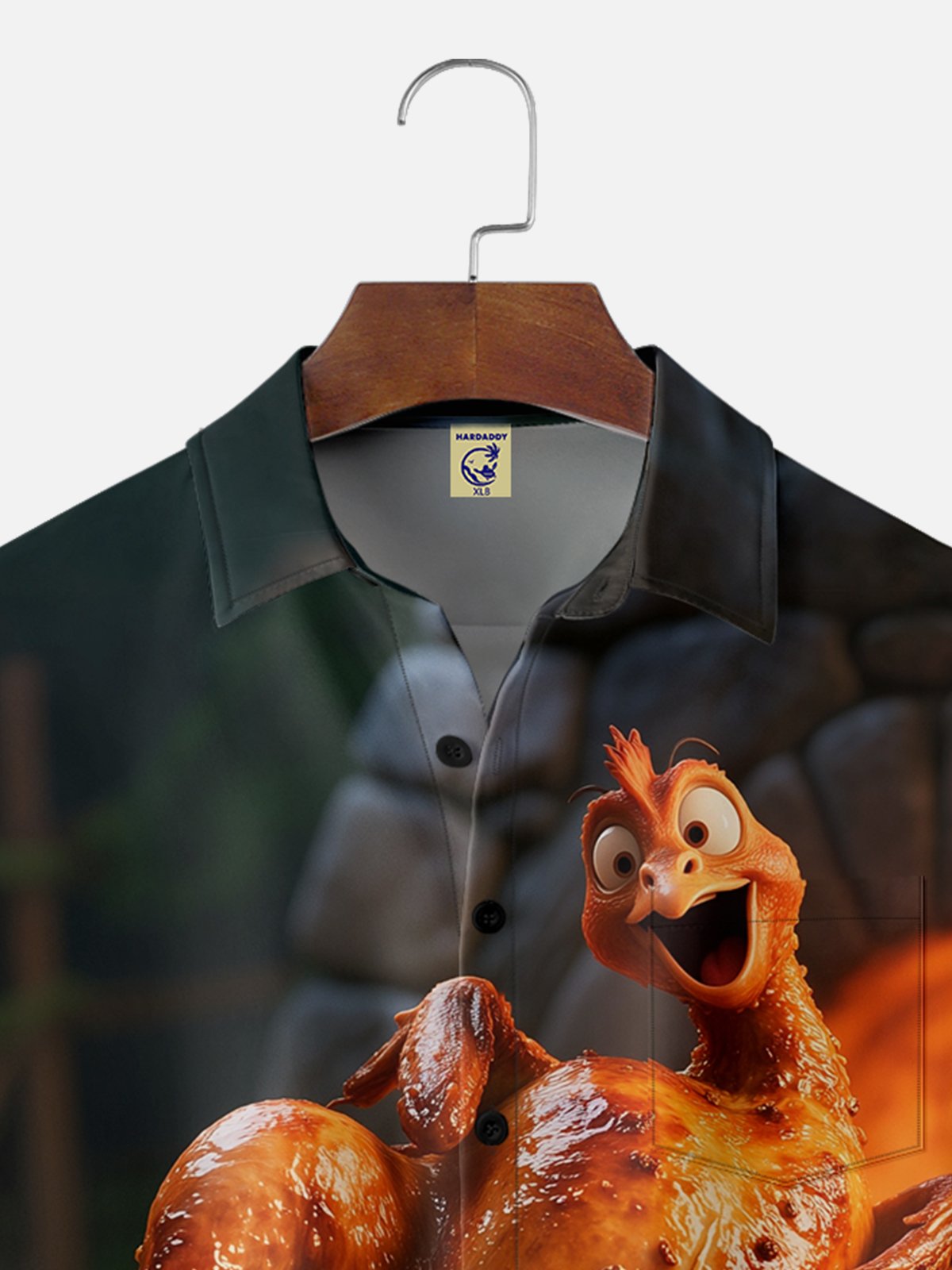 Big Size Moisture-wicking Thanksgiving Turkey Funny Chest Pocket Casual Shirt