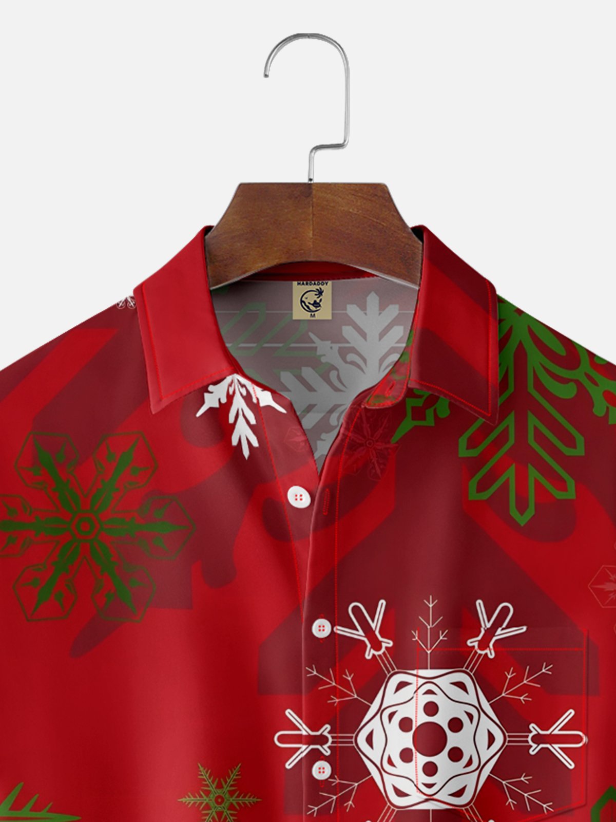 Moisture-wicking Christmas Snowflake Geometric Stripes Chest Pocket Casual Shirt