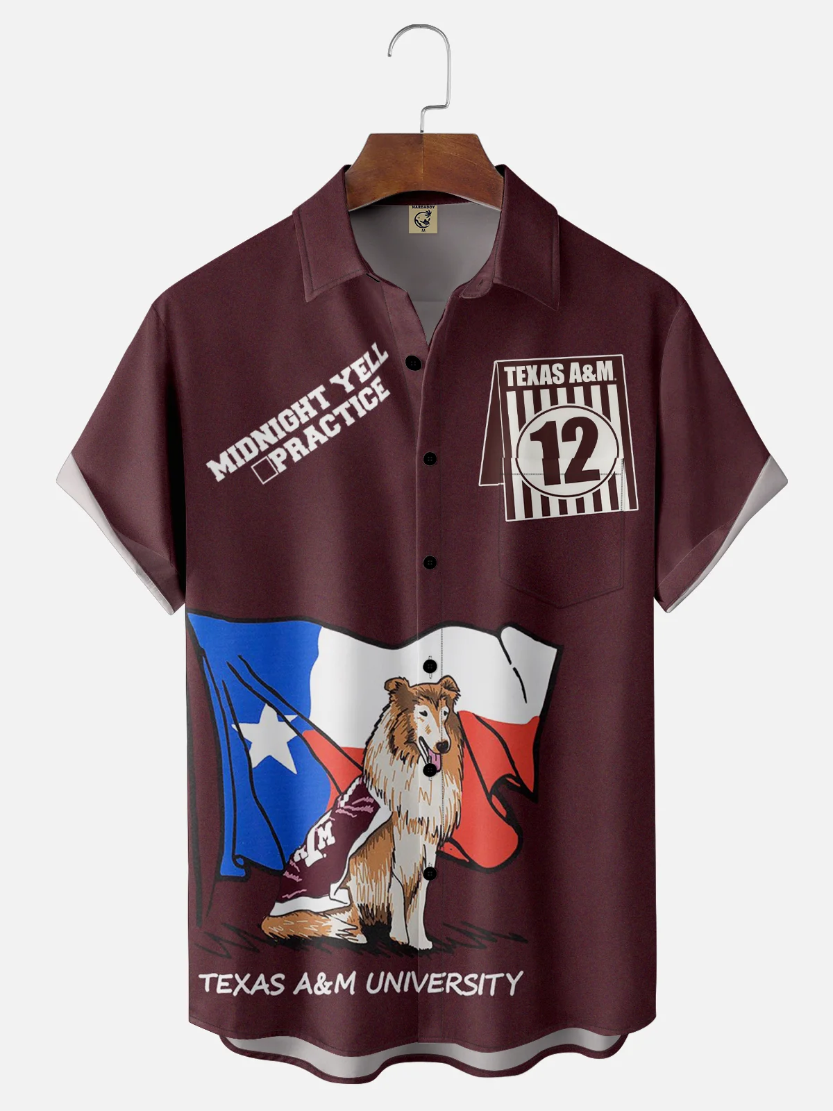 Moisture-Wicking American Football Texas A&M 12th Man Chest Pocket Casual Shirt