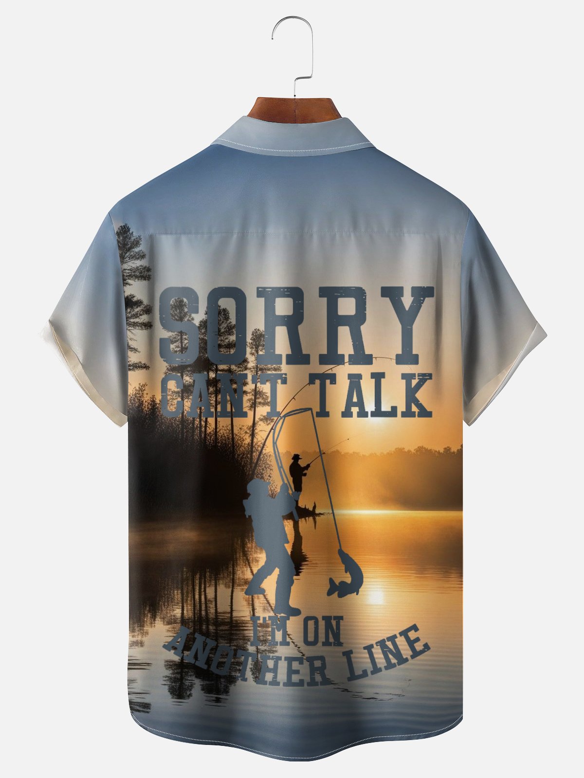 Moisture Wicking Gradient Colors Lakeside Fishing Chest Pocket Hawaiian Shirt