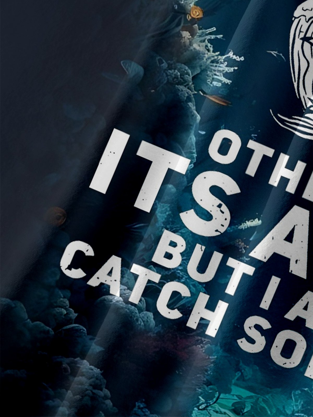 Moisture Wicking Gradient Underwater Scenery Fish Letters Chest Pocket Hawaiian Shirt