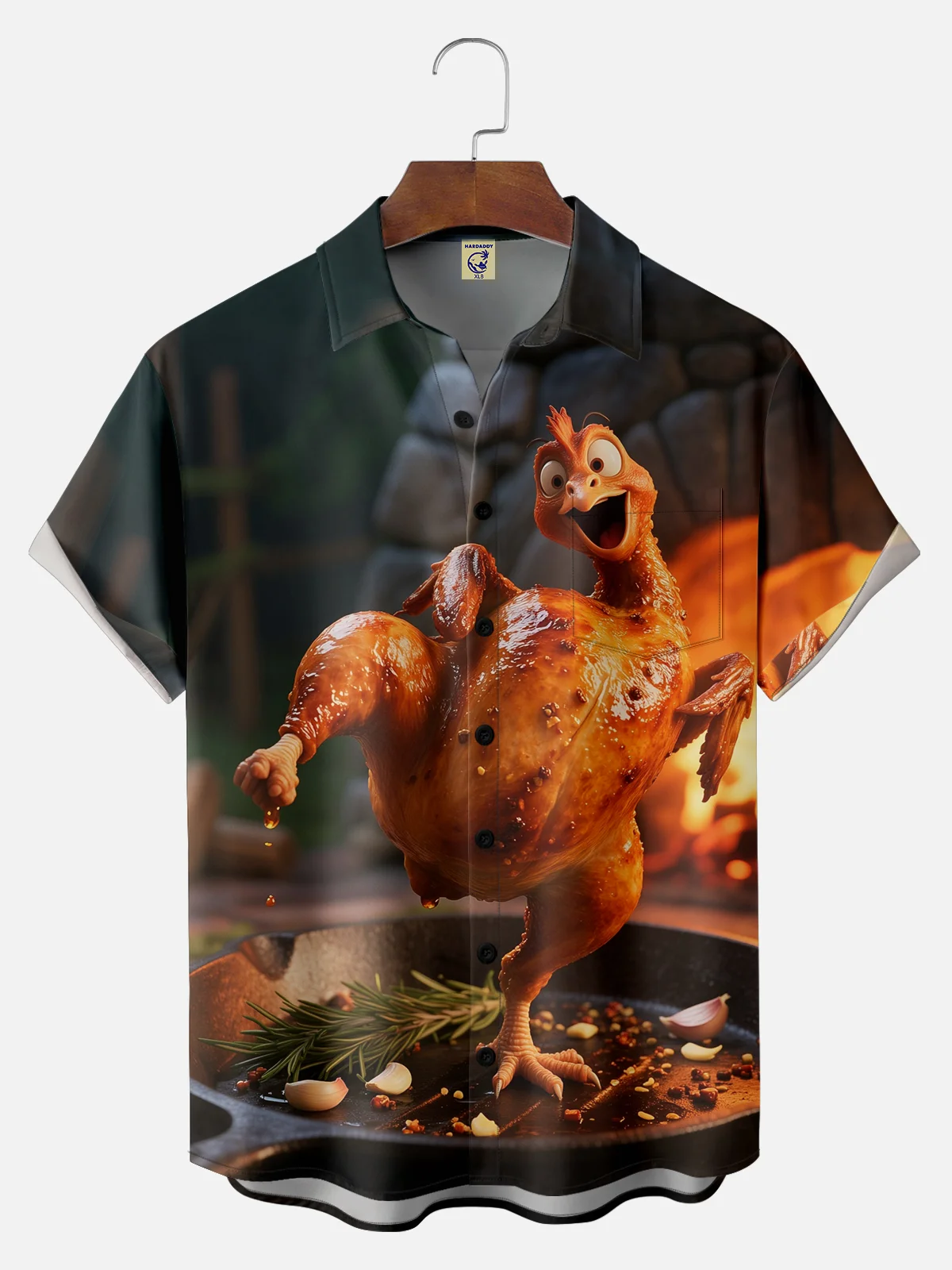 Big Size Moisture-wicking Thanksgiving Turkey Funny Chest Pocket Casual Shirt