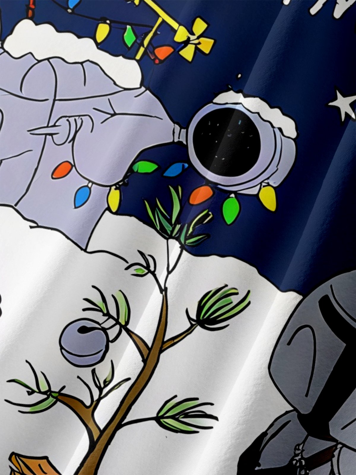 Big Size Moisture-wicking Christmas Tree Cartoon Chest Pocket Casual Shirt