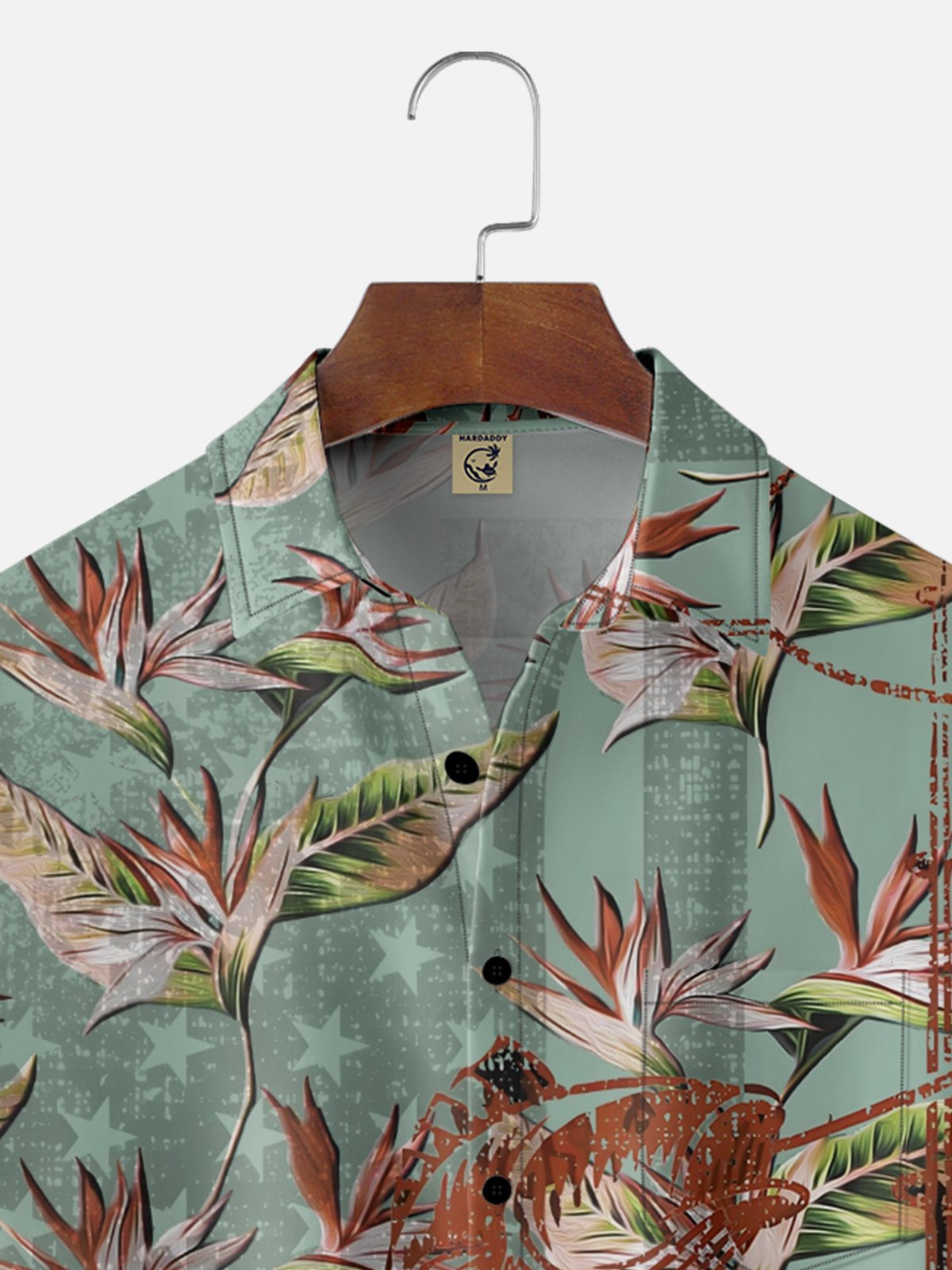 Moisture Wicking Paradise Flower Fishing American Flag Chest Pocket Hawaiian Shirt