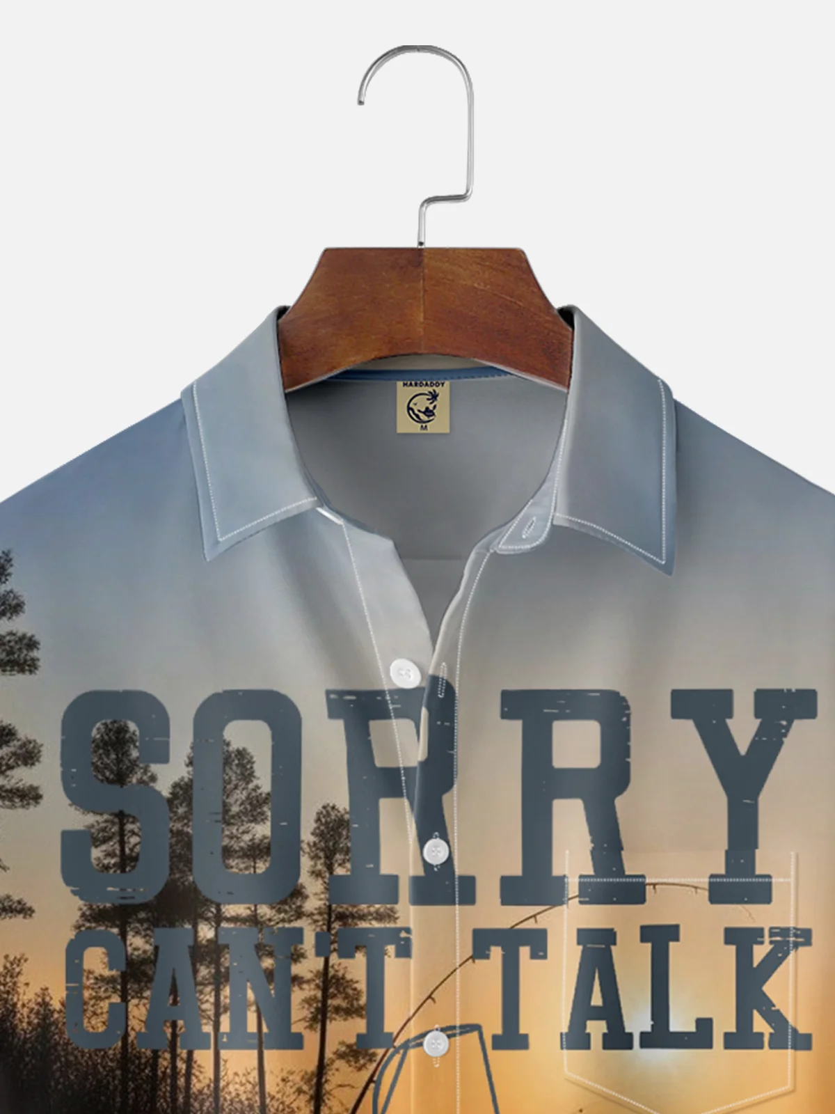 Moisture Wicking Gradient Colors Lakeside Fishing Chest Pocket Hawaiian Shirt