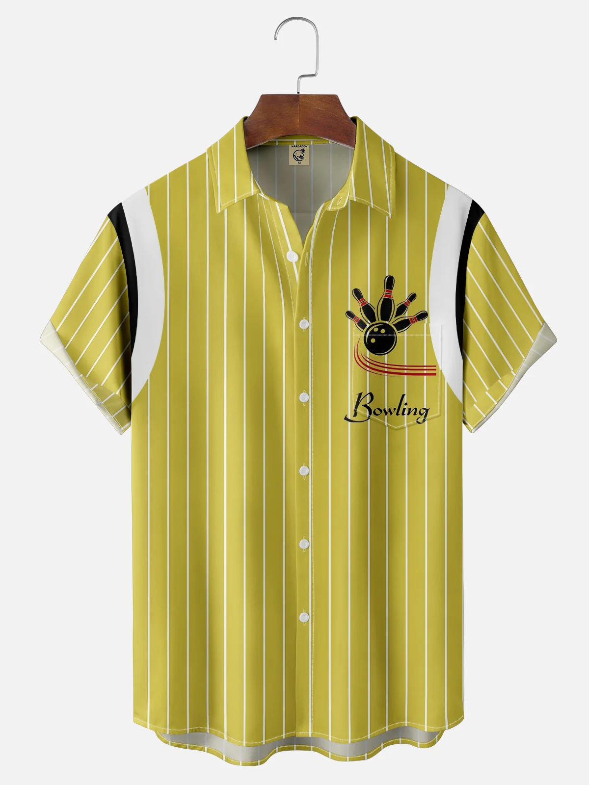 Moisture Wicking Striped Color-Blocked Bowling Chest Bag Hawaiian Shirt