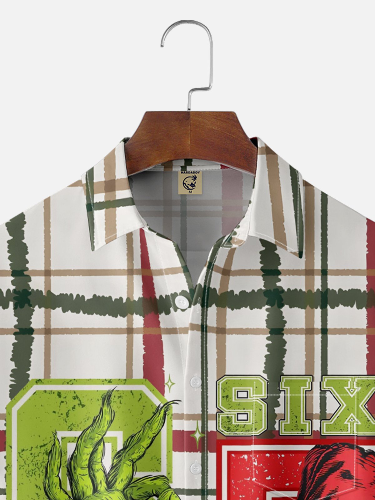 Moisture Wicking Christmas Fun Gestures Checkered Chest Pocket Hawaiian Shirt