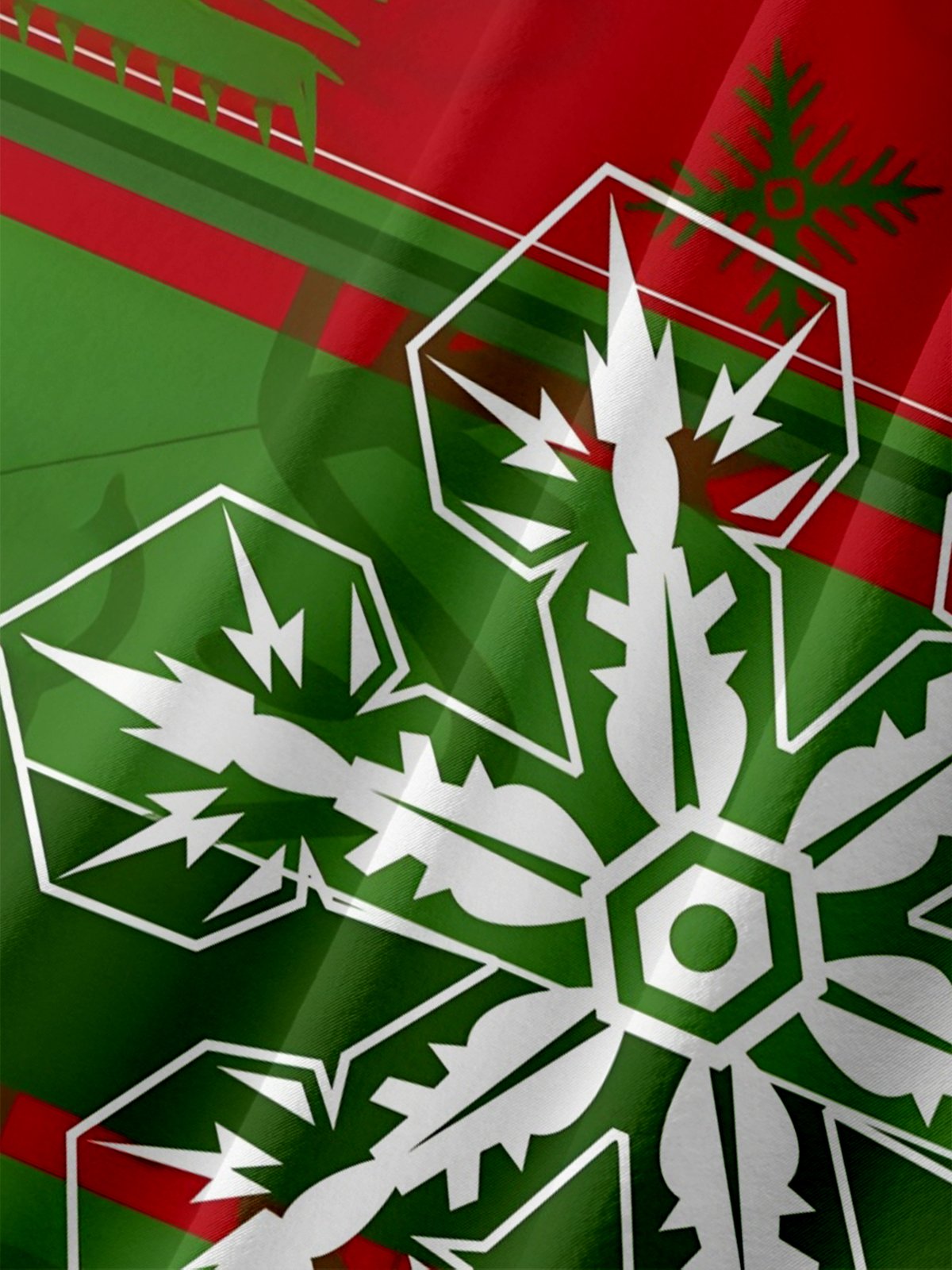 Moisture-wicking Christmas Snowflake Geometric Stripes Chest Pocket Casual Shirt