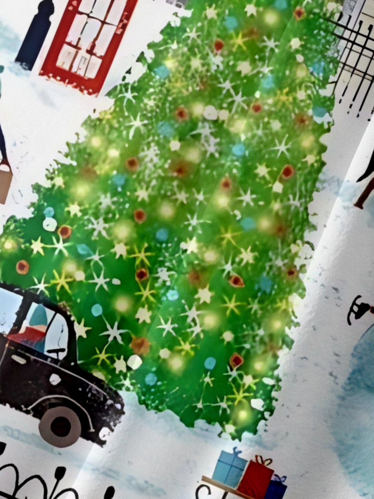 Moisture-Wicking Christmas-Themed Ice Skating Scene Chest Pocket Hawaiian Shirt