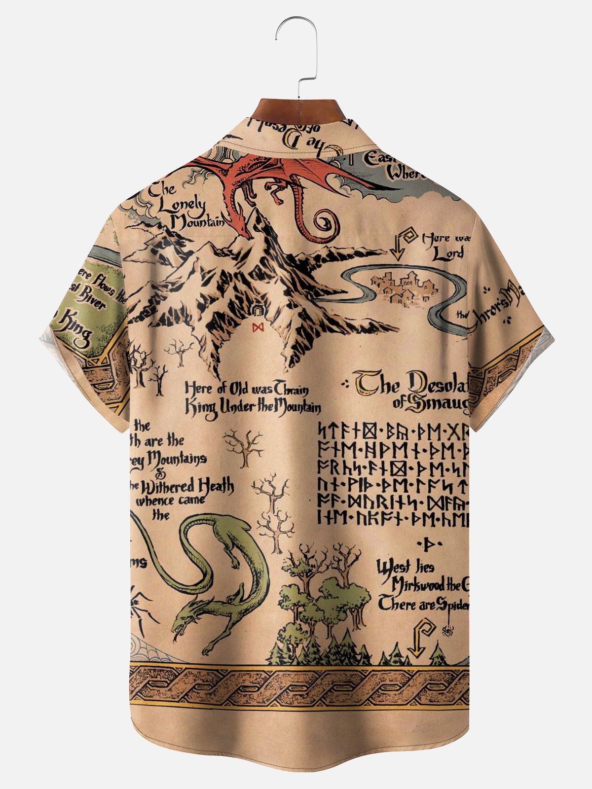 Moisture-wicking Medieval Science Fiction Map Chest Pocket Casual Shirt