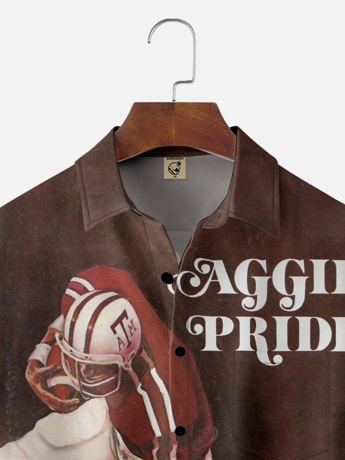Moisture-Wicking American Football Texas A&M Artwork Chest Pocket Casual Shirt