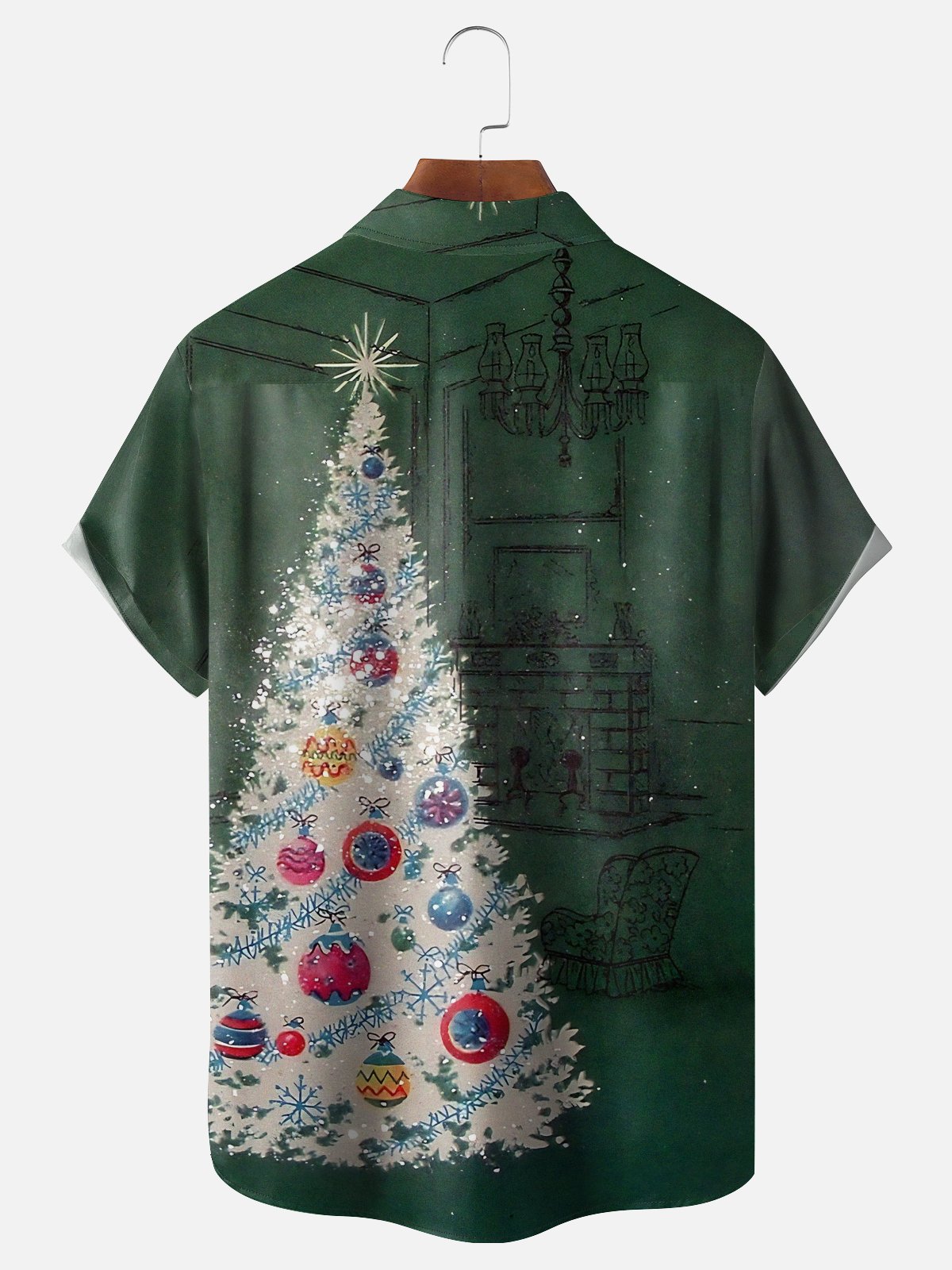 Moisture-Wicking Christmas BIG FOOT Christmas Tree Chest Pocket Casual Shirt