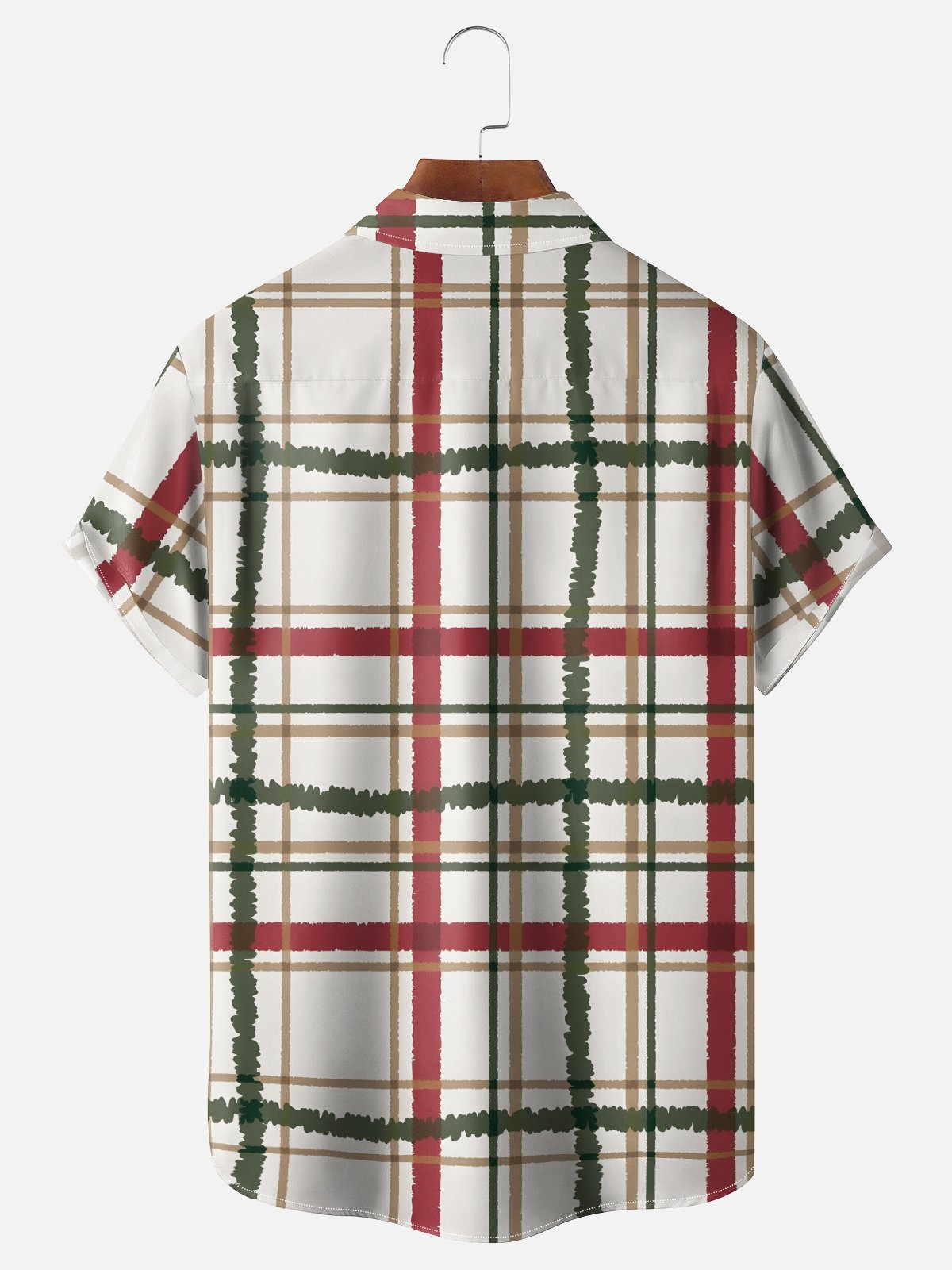 Moisture Wicking Christmas Fun Gestures Checkered Chest Pocket Hawaiian Shirt