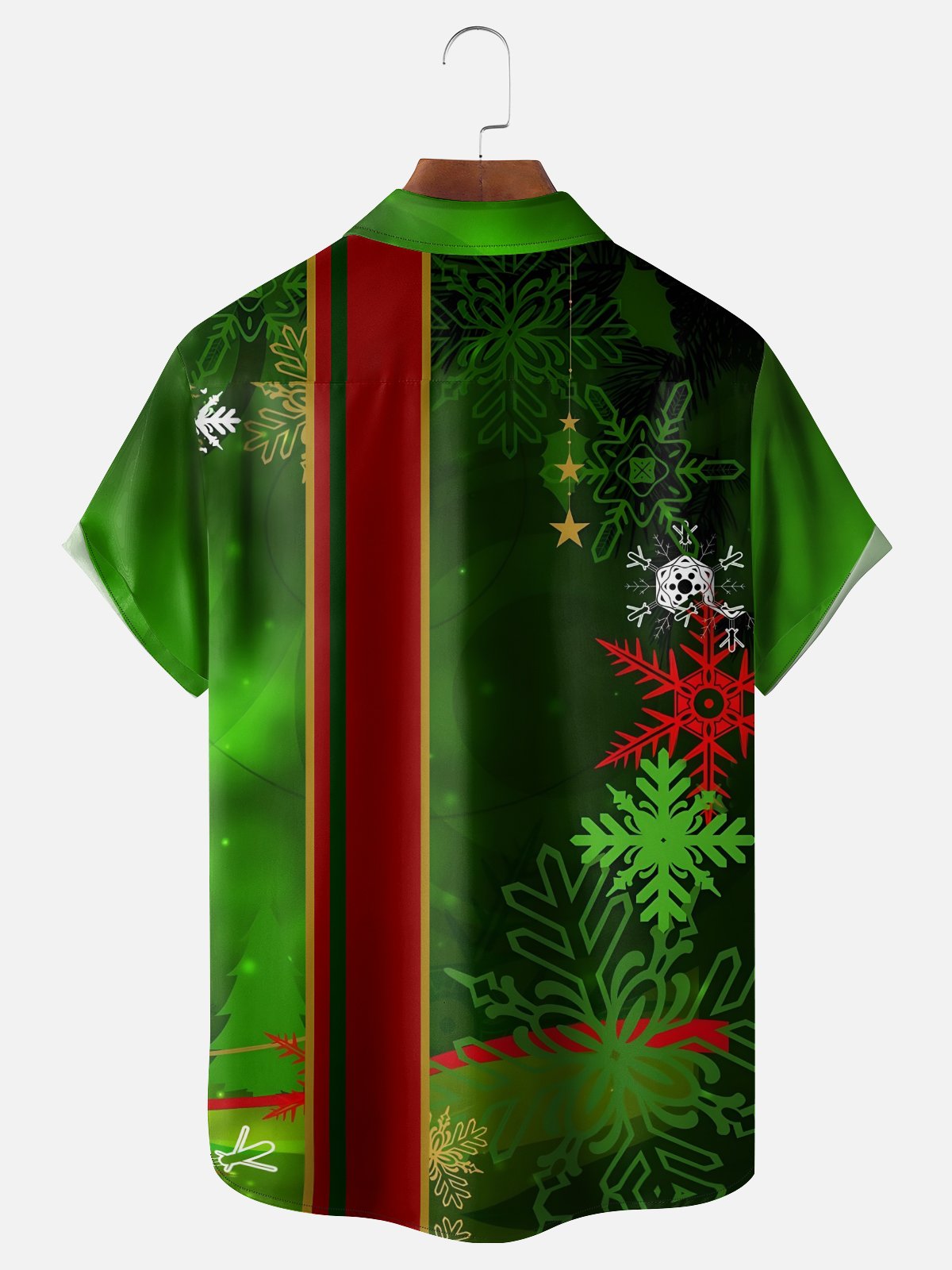 Moisture-wicking Christmas Snowflake Geometry Chest Pocket Bowling Shirt