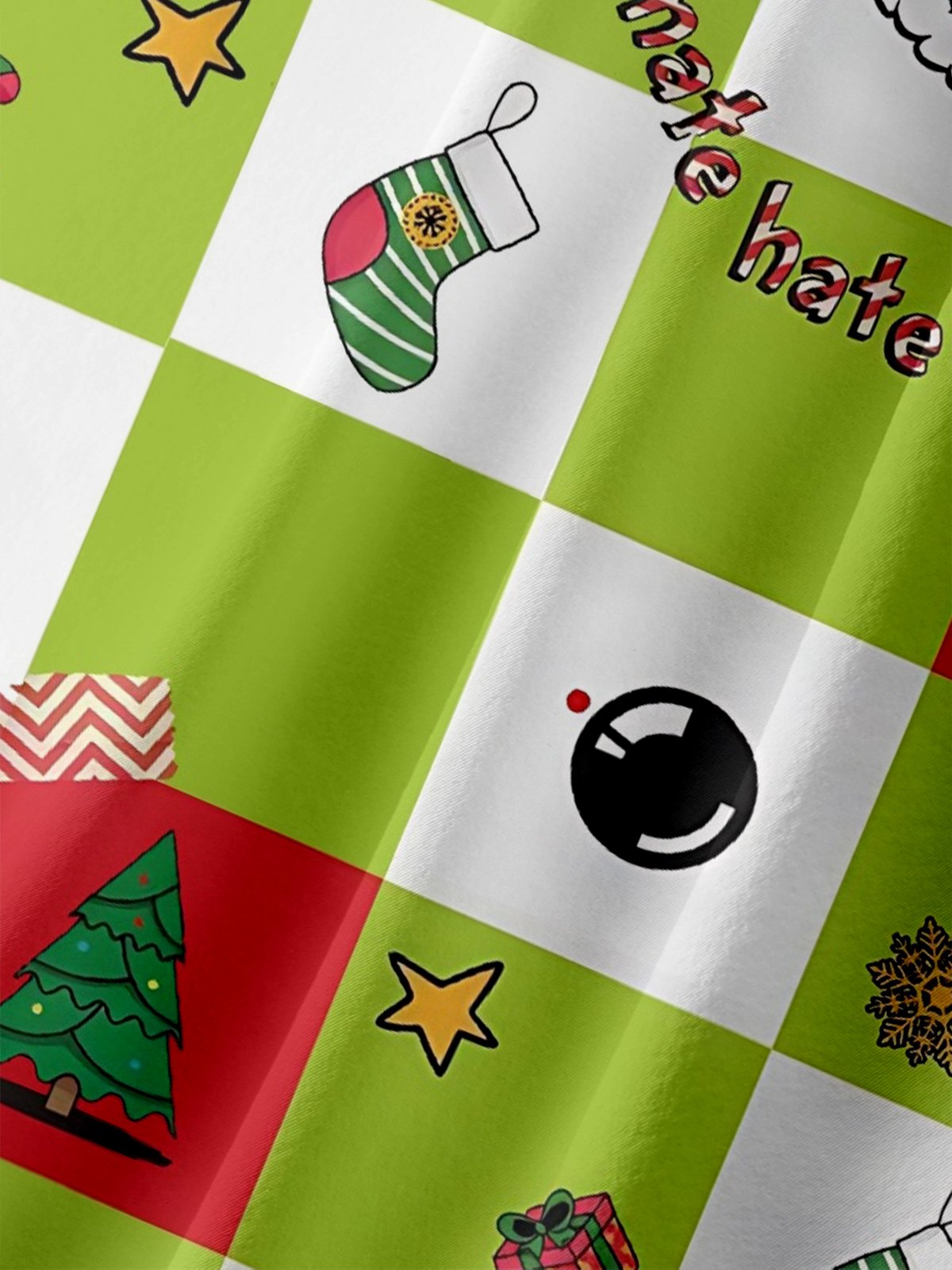 Moisture-wicking Christmas Tree Gingerbread Man Plaid Chest Pocket Casual Shirt