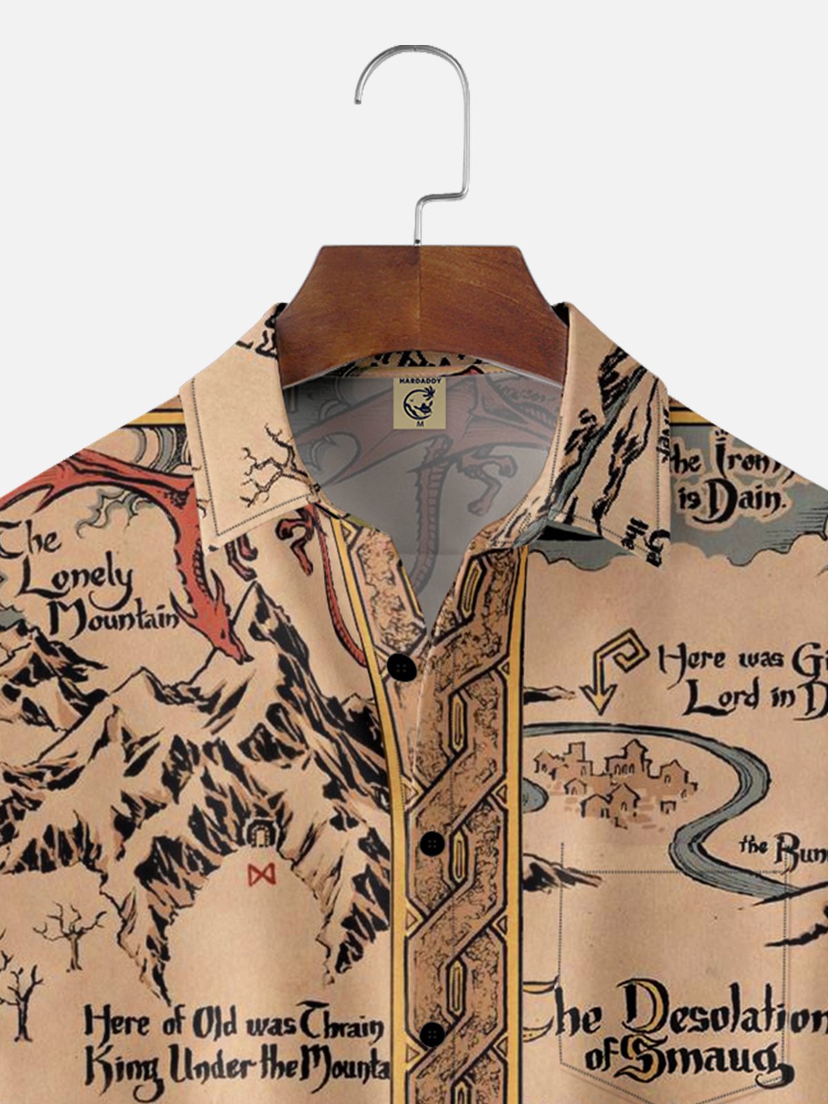 Moisture-wicking Medieval Science Fiction Map Chest Pocket Casual Shirt