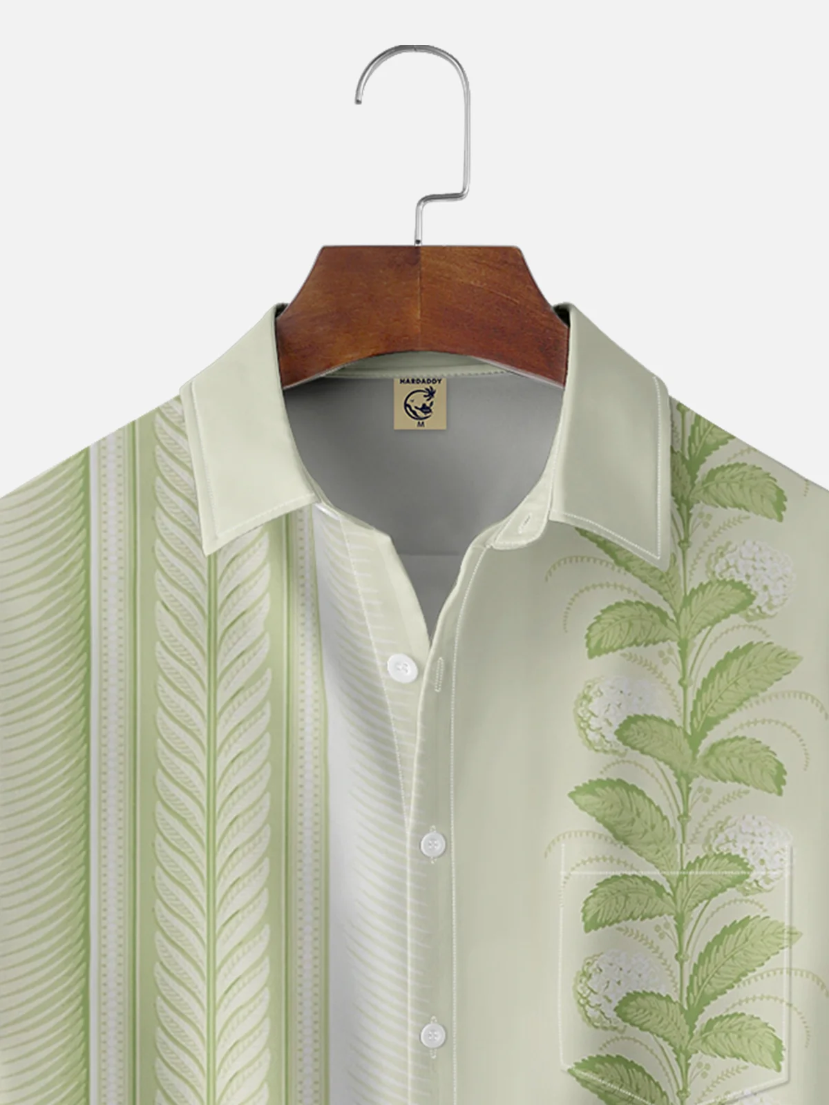 Moisture-wicking Floral stripes Chest Pocket Bowling Shirt