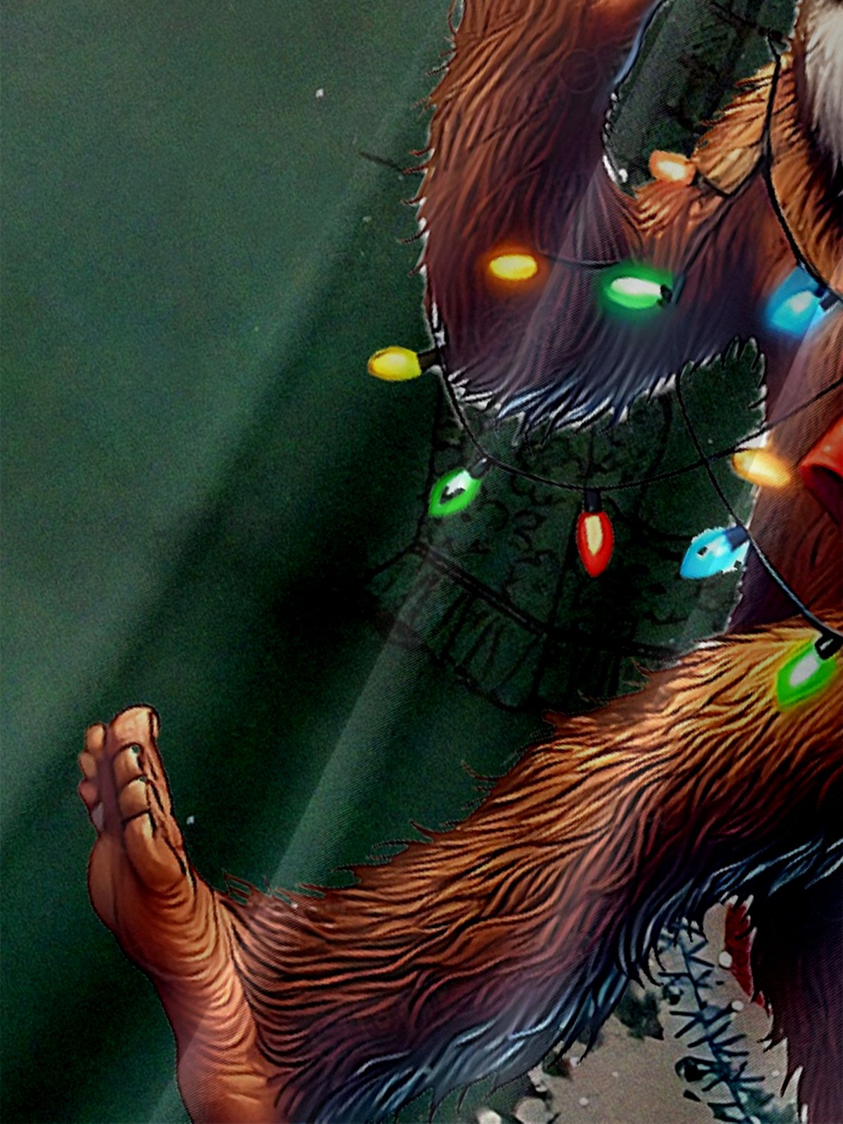 Moisture-Wicking Christmas BIG FOOT Christmas Tree Chest Pocket Casual Shirt