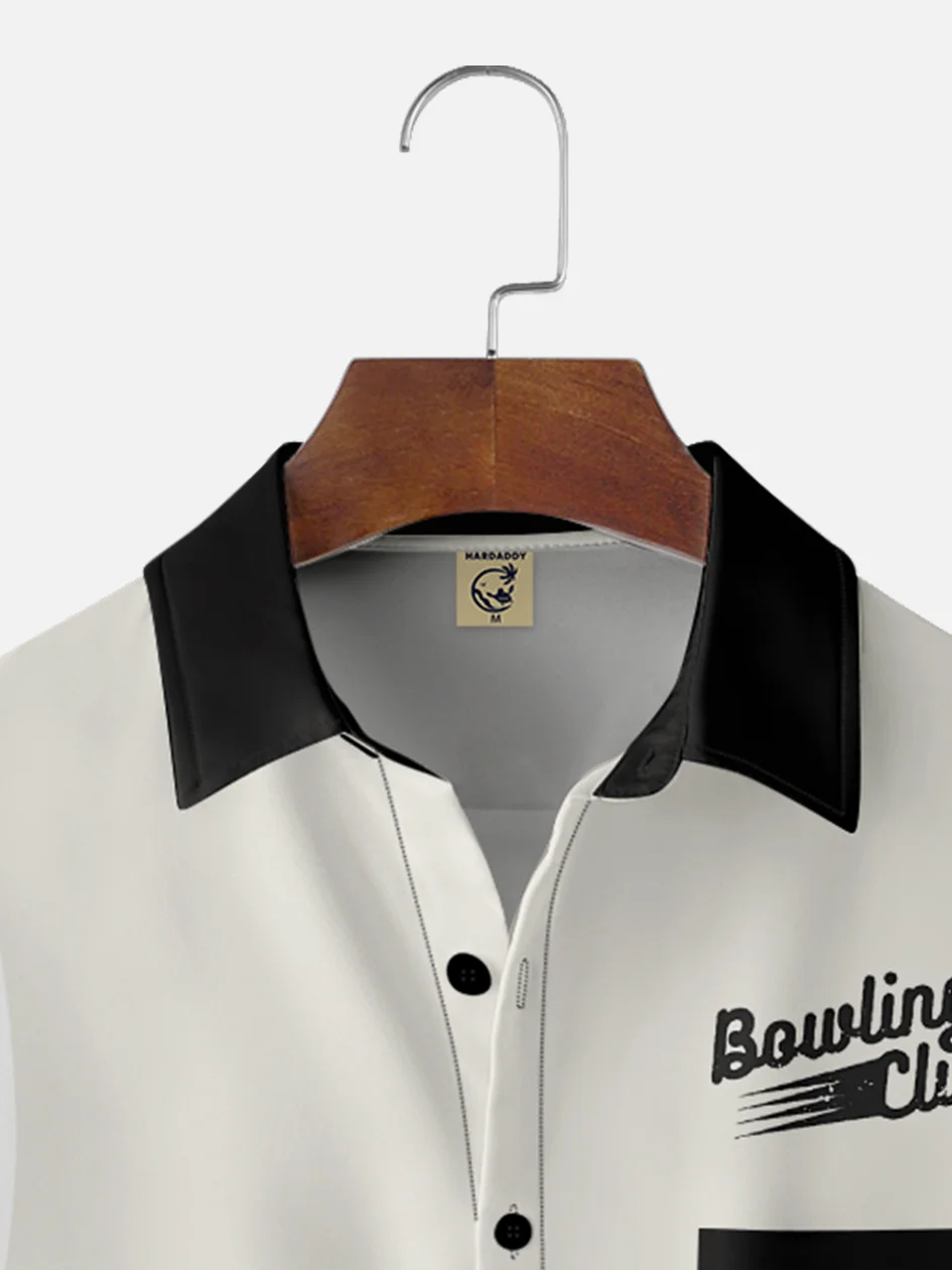 Moisture Wicking Color-Blocked Bowling Chest Bag Hawaiian Shirt