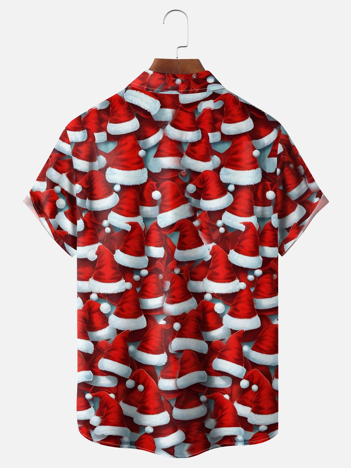 Moisture-Wicking Christmas Hat Design Chest Pocket Casual Shirt