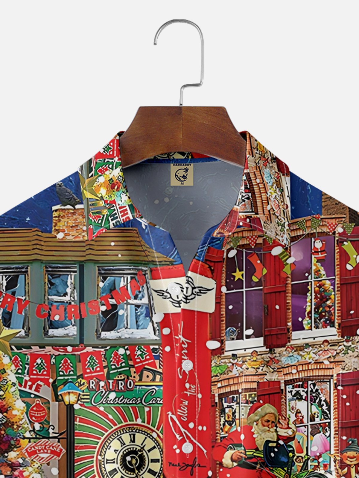 Moisture-Wicking Christmas-Themed Chest Pocket Hawaiian Shirt