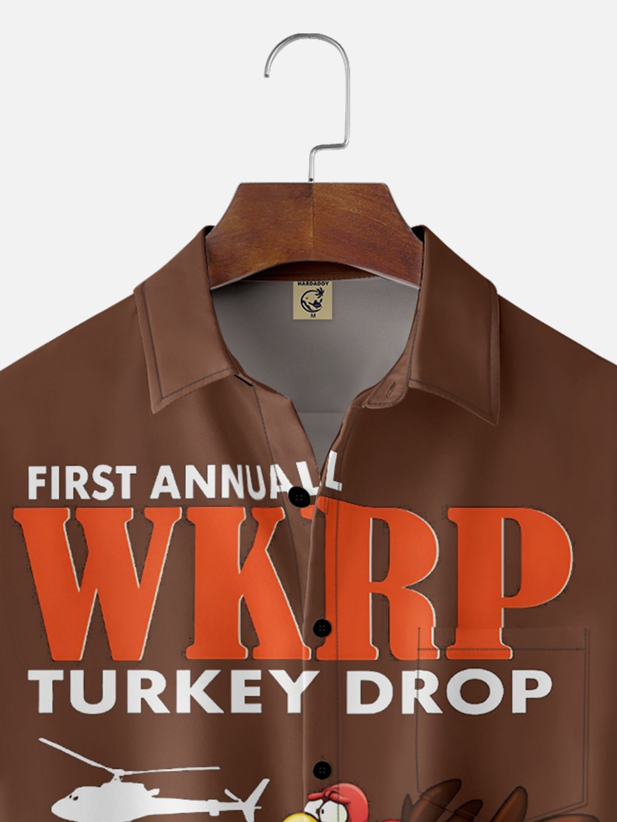 Big Size Moisture Wicking Thanksgiving Fun Turkey Chest Pocket Hawaiian Shirt