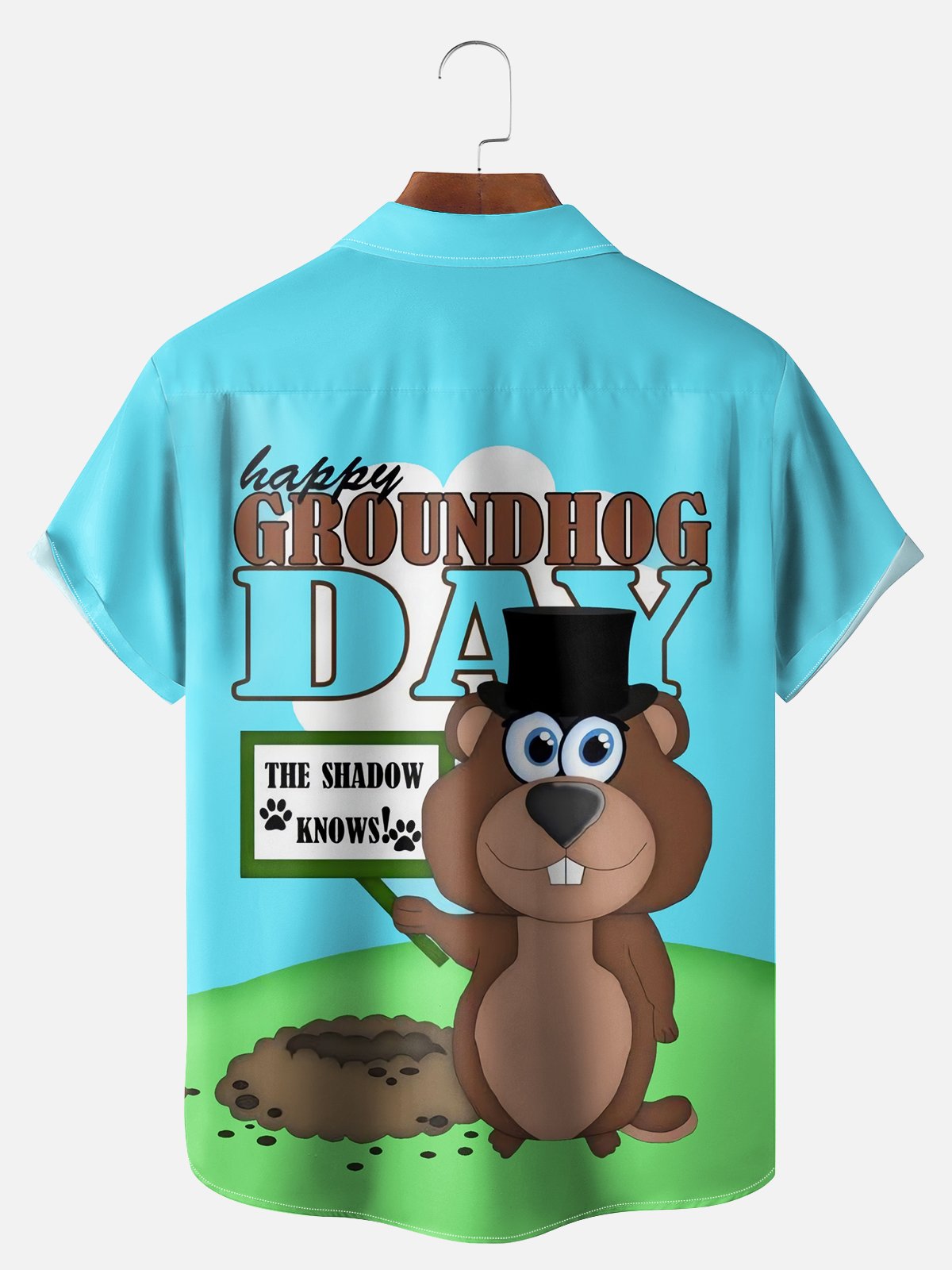 Big size Moisture-wicking Groundhog Day Chest Pocket Casual Shirt