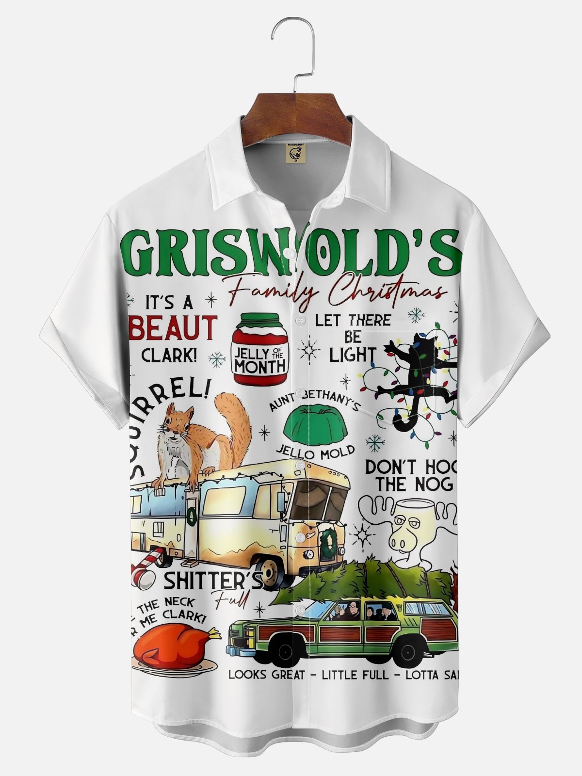 Tall Size Moisture Wicking Christmas Griswold Chest Pocket Hawaiian Shirt